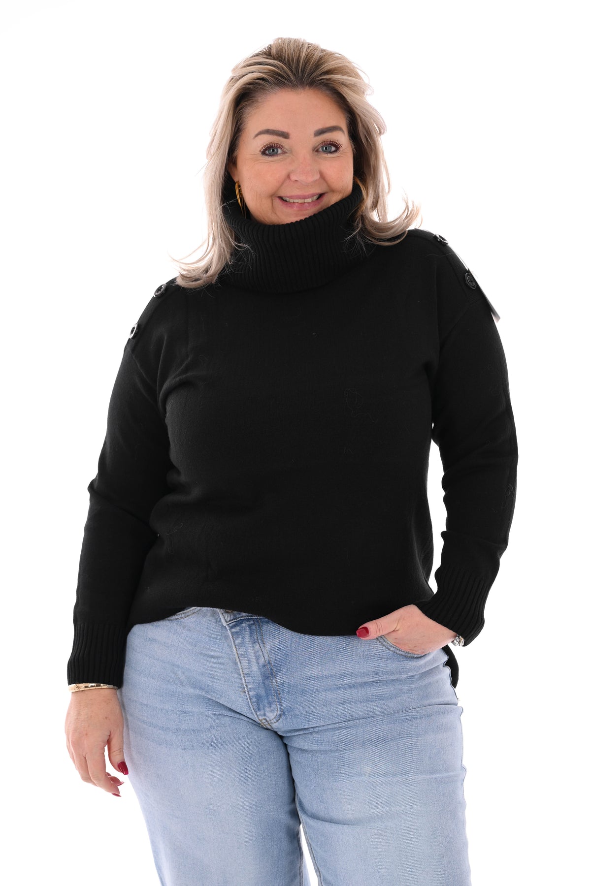 Losse coltrui met knopen zwart