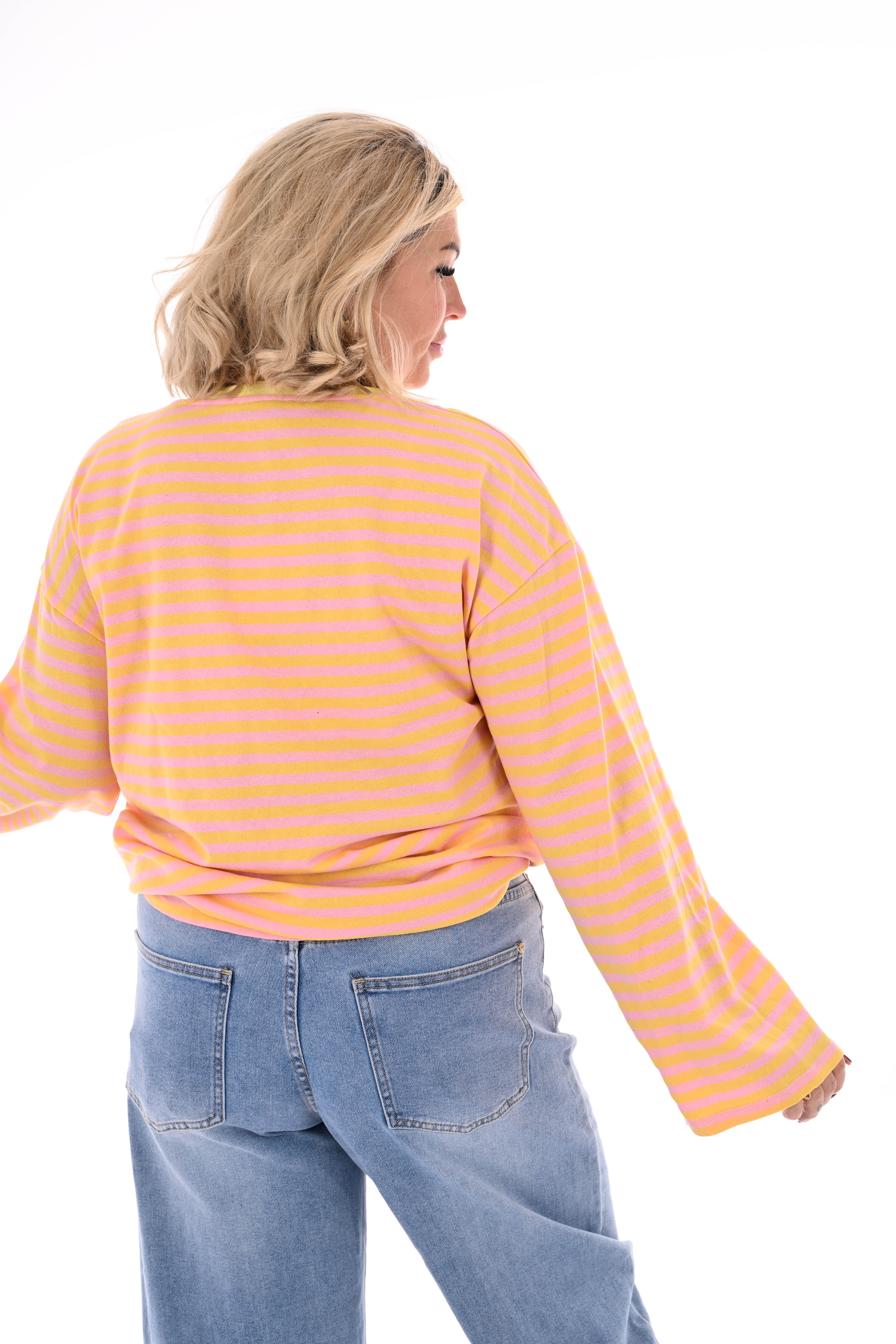 Trui fijne streepjes geel