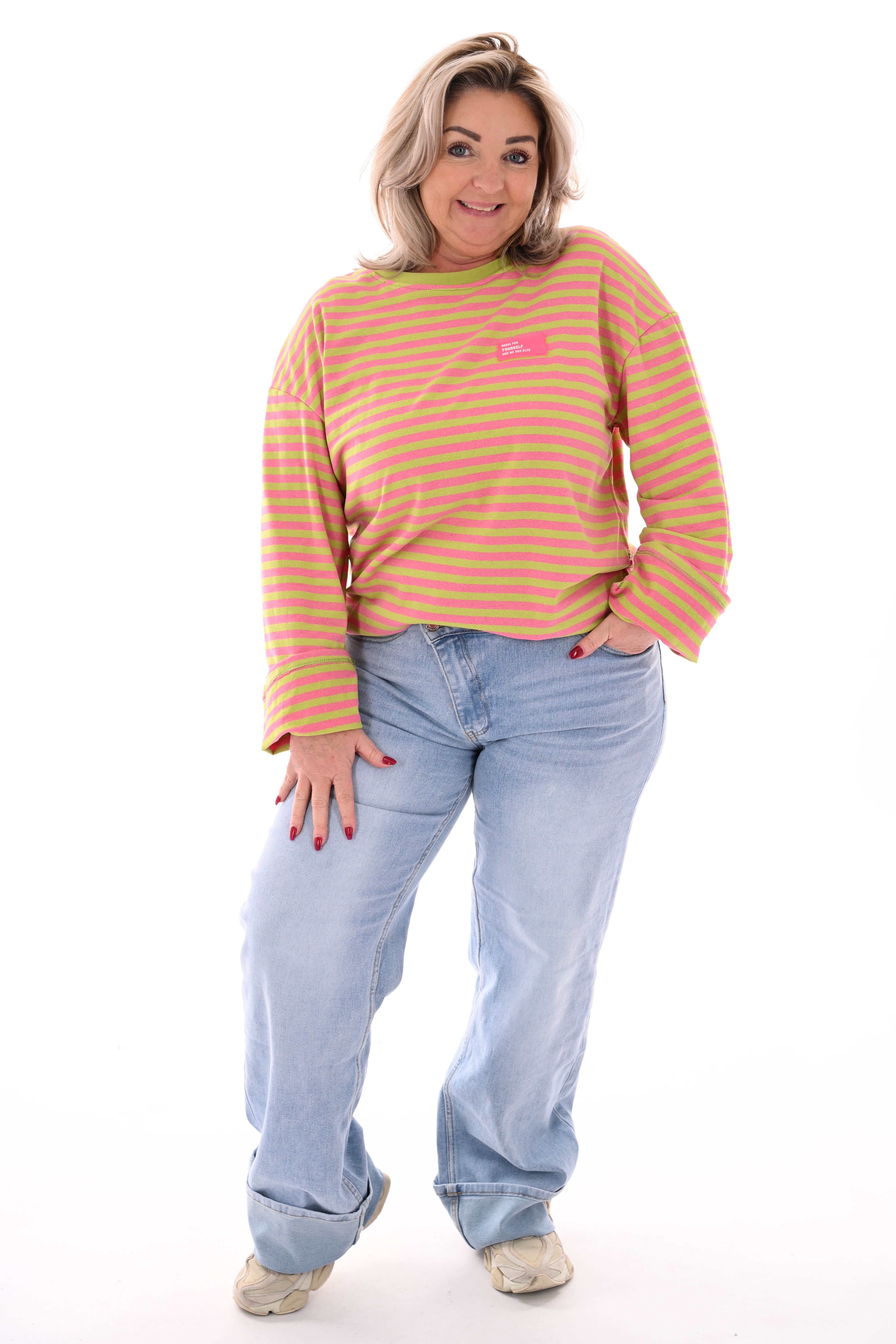 Trui fijne streepjes groen