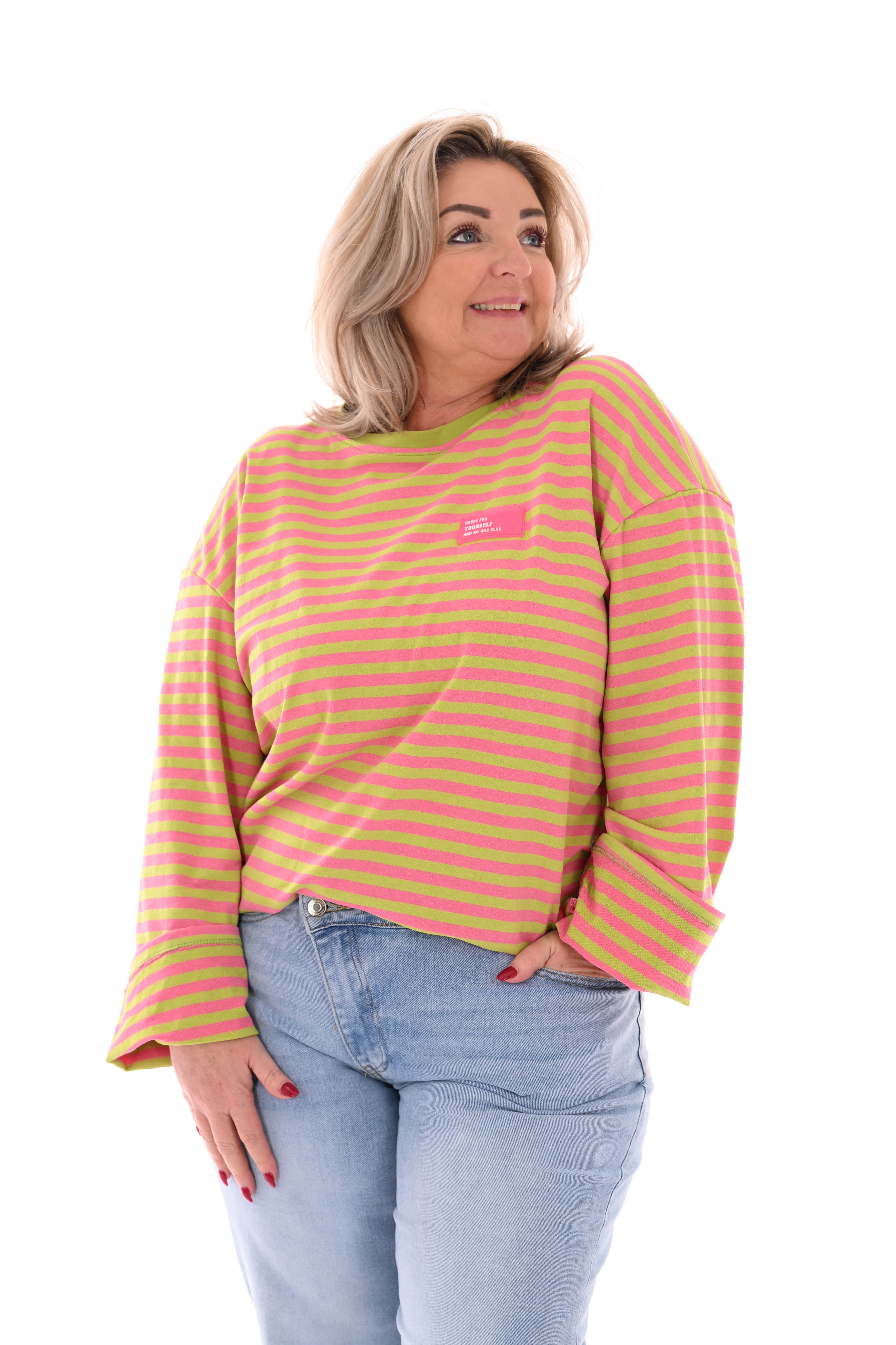 Trui fijne streepjes groen