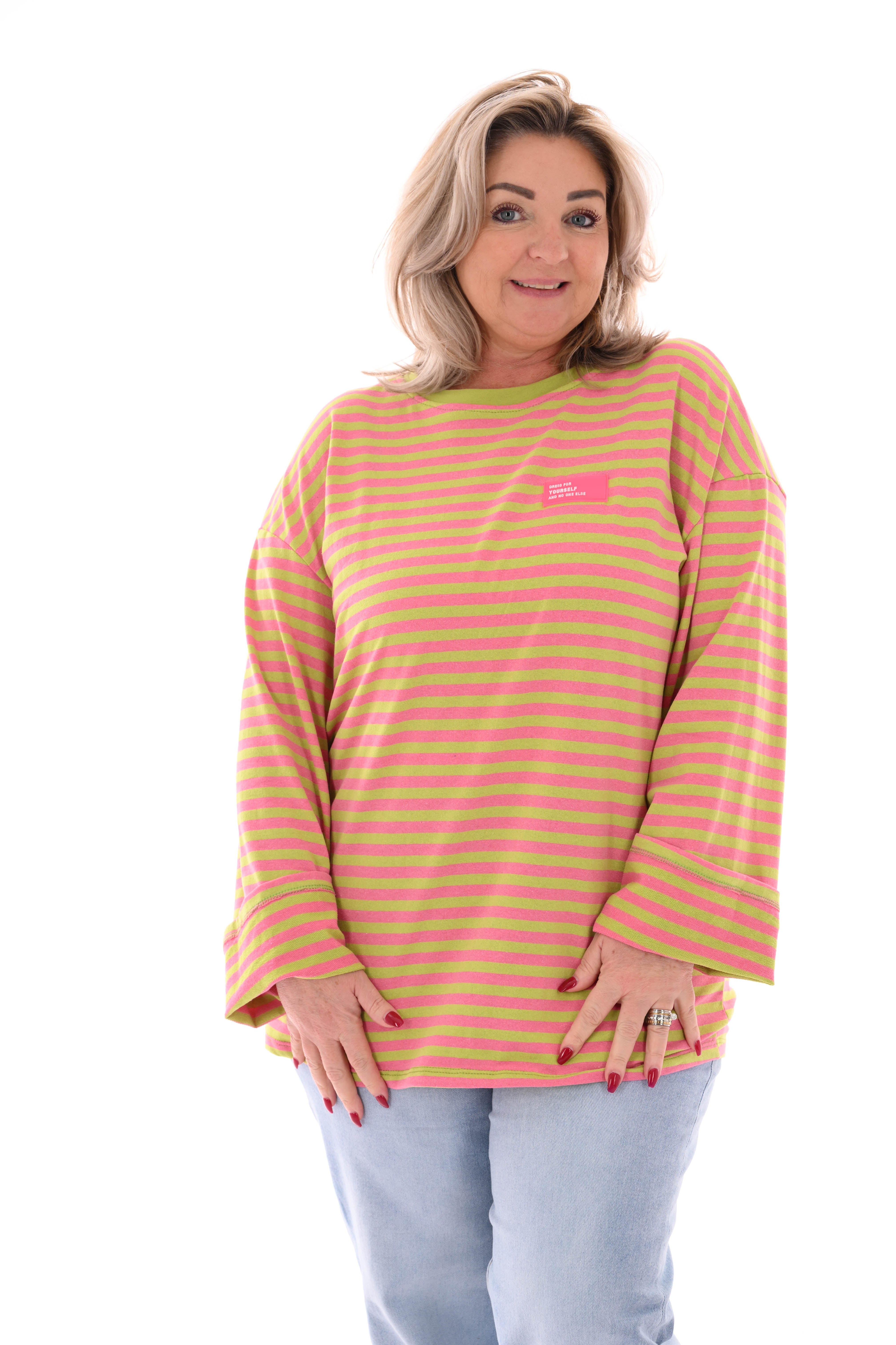 Trui fijne streepjes groen