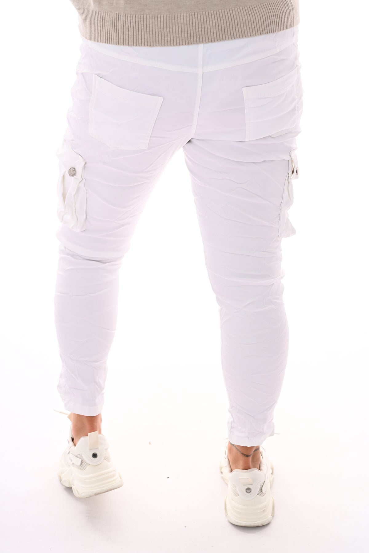 Silky stretchbroek cargo roomwit