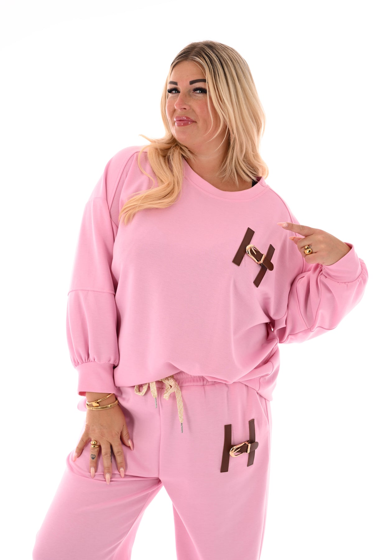 Tweedelig joggingspak H lichtroze