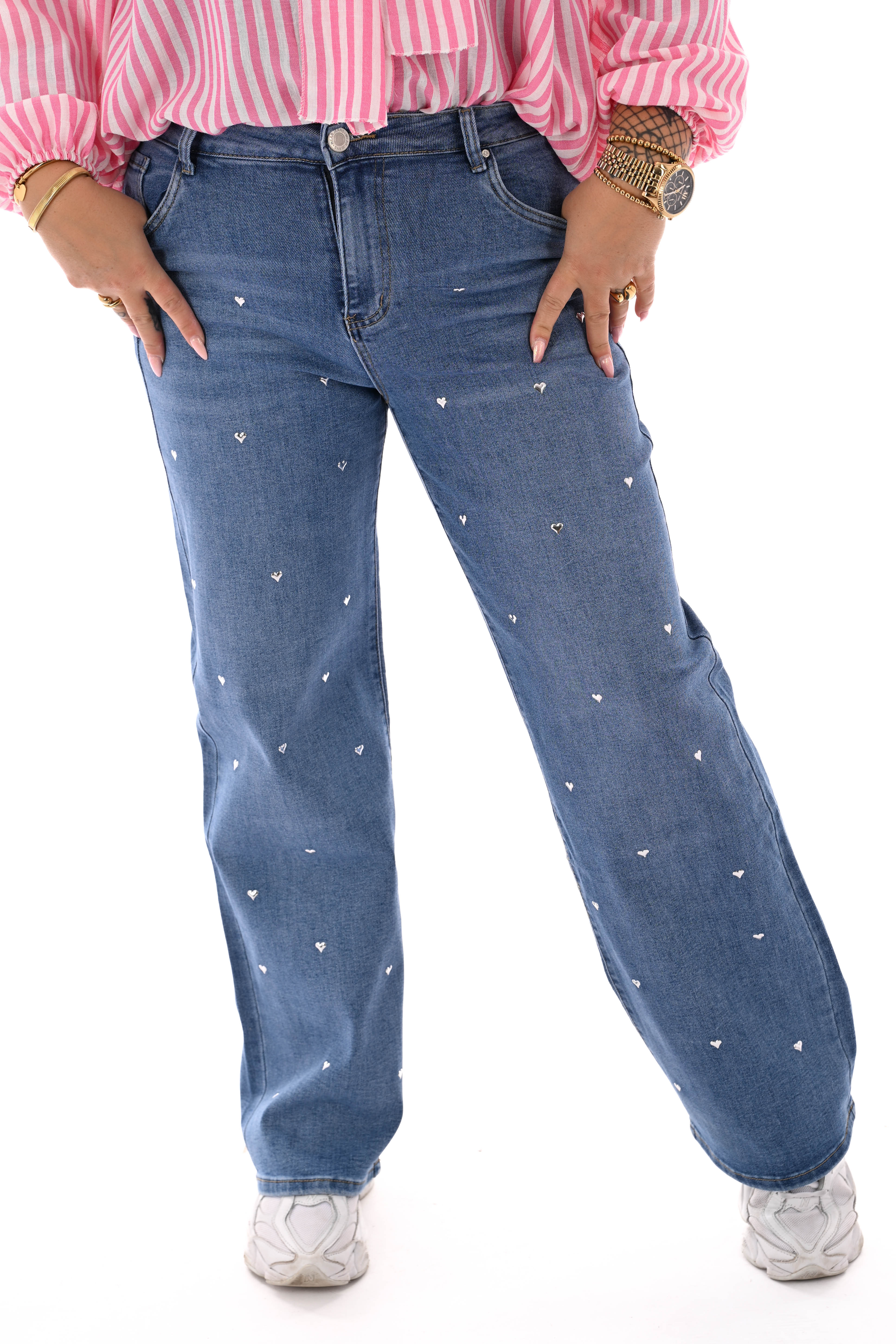 Goodies wide leg hartjes blauw