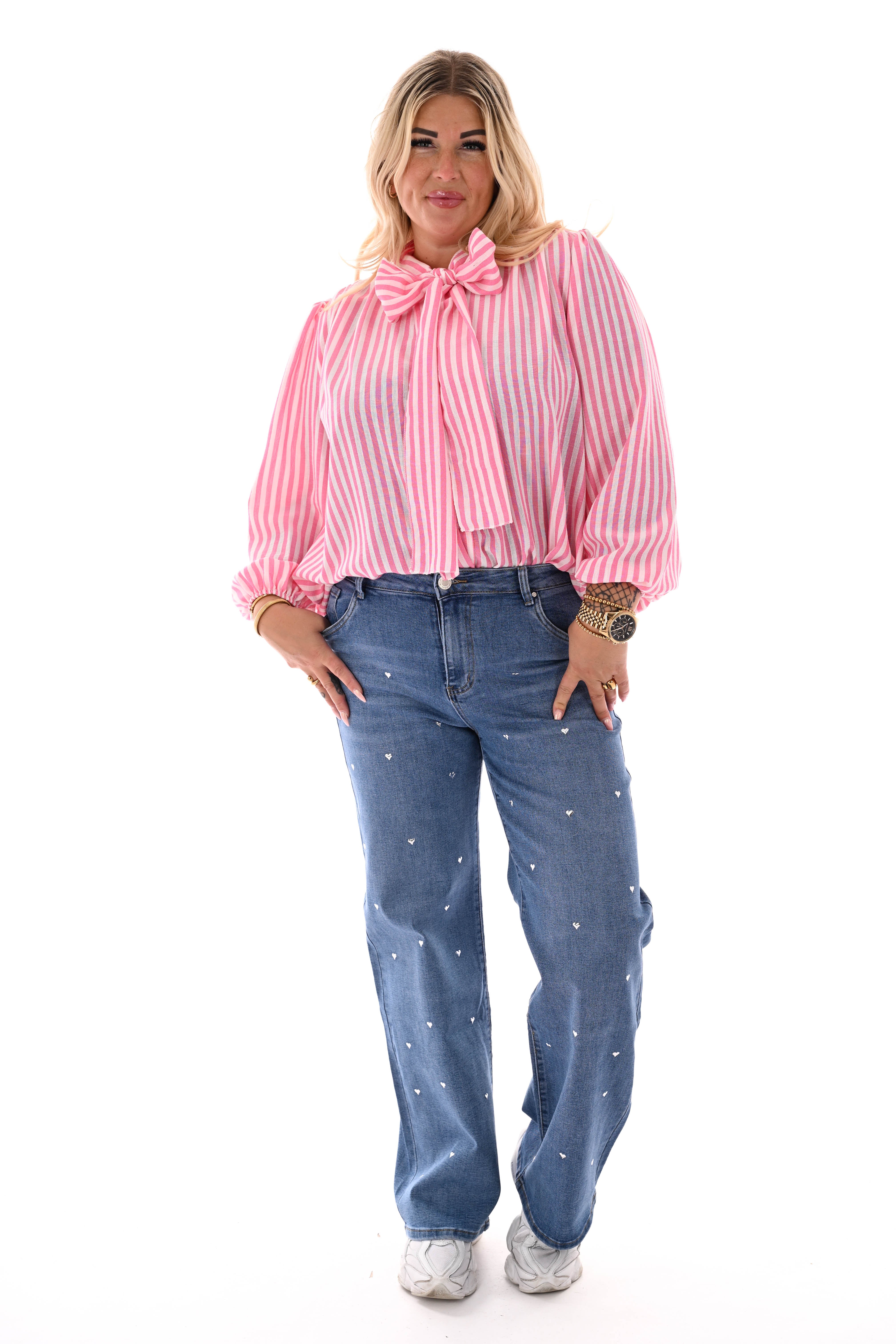 Goodies wide leg hartjes blauw