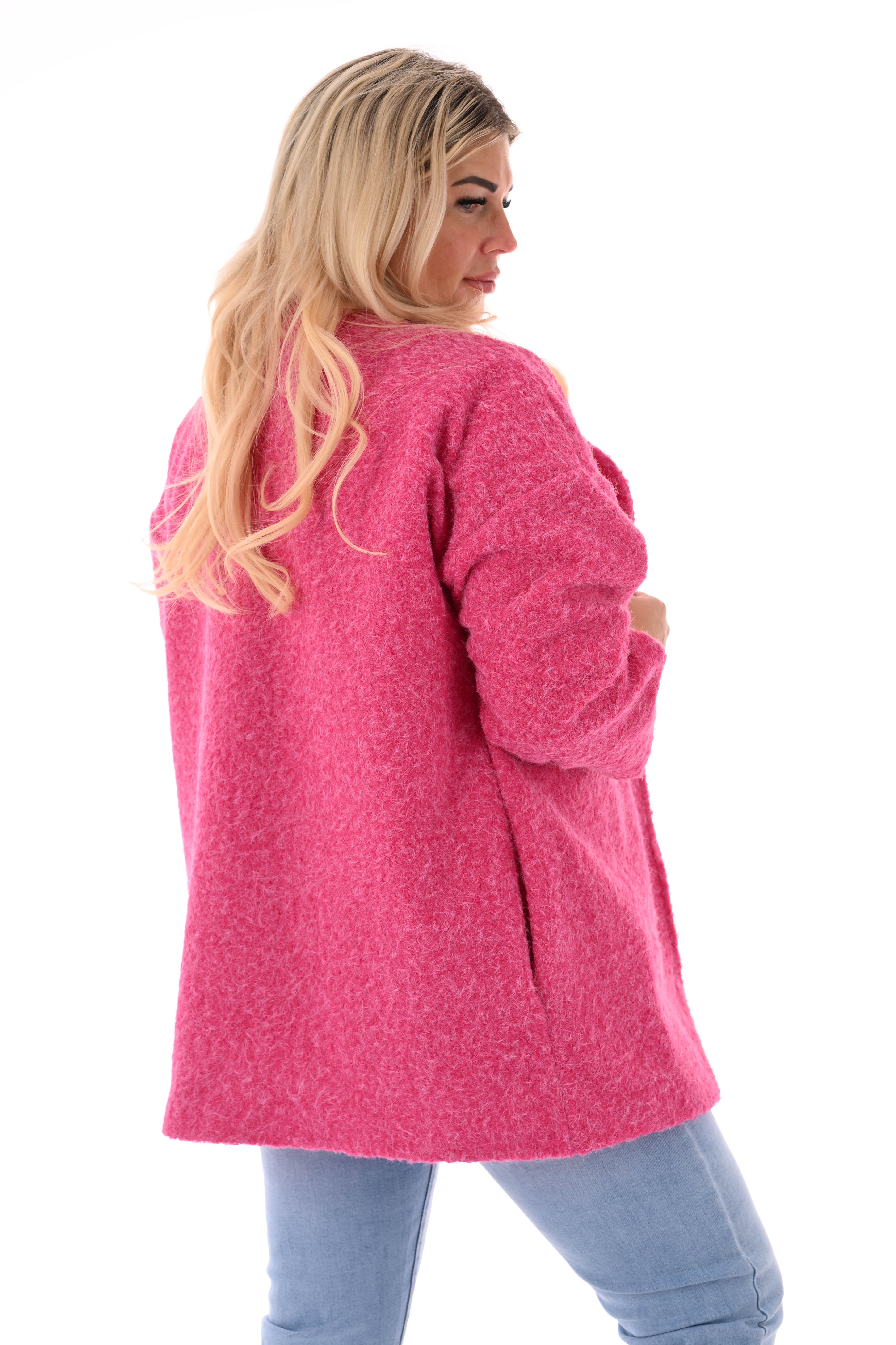 Wavy boucle jasje gedrapeerde mouwen fuchsia