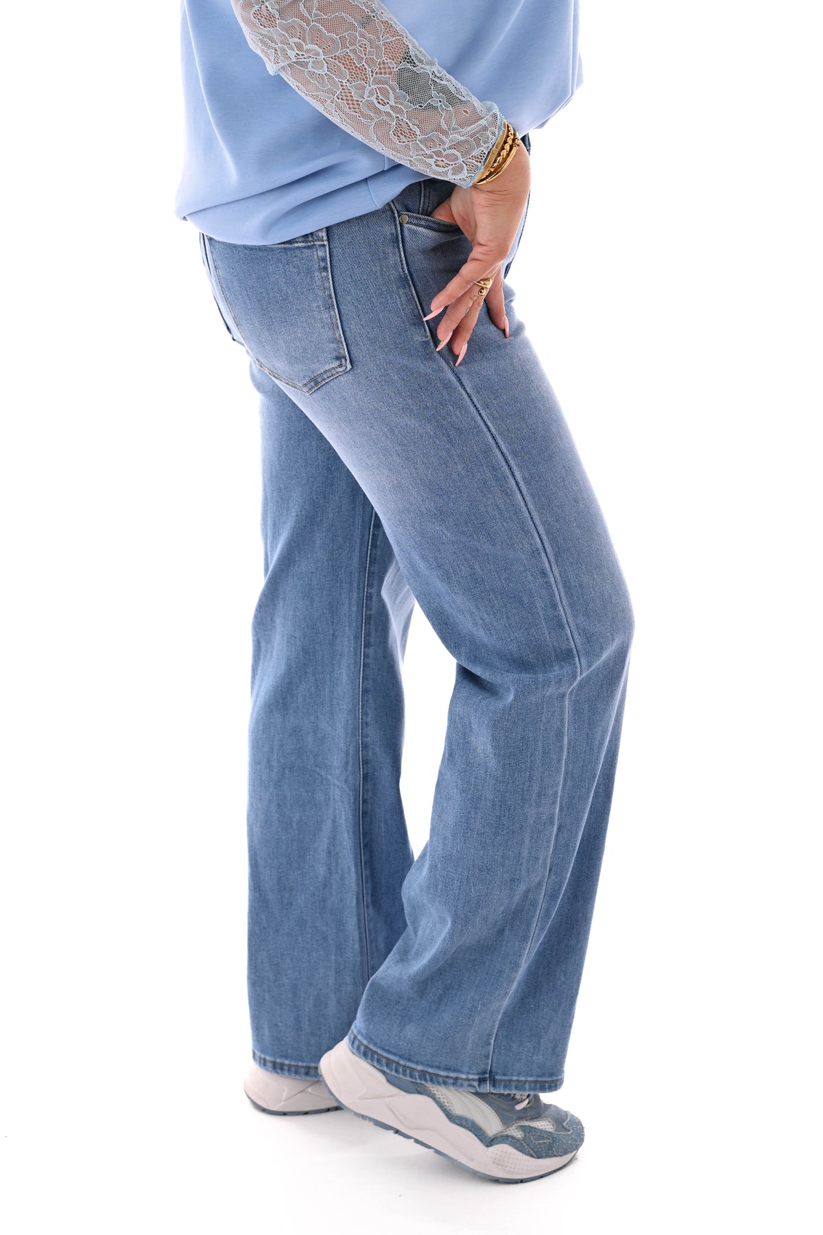 G-smack wide leg jeansblauw