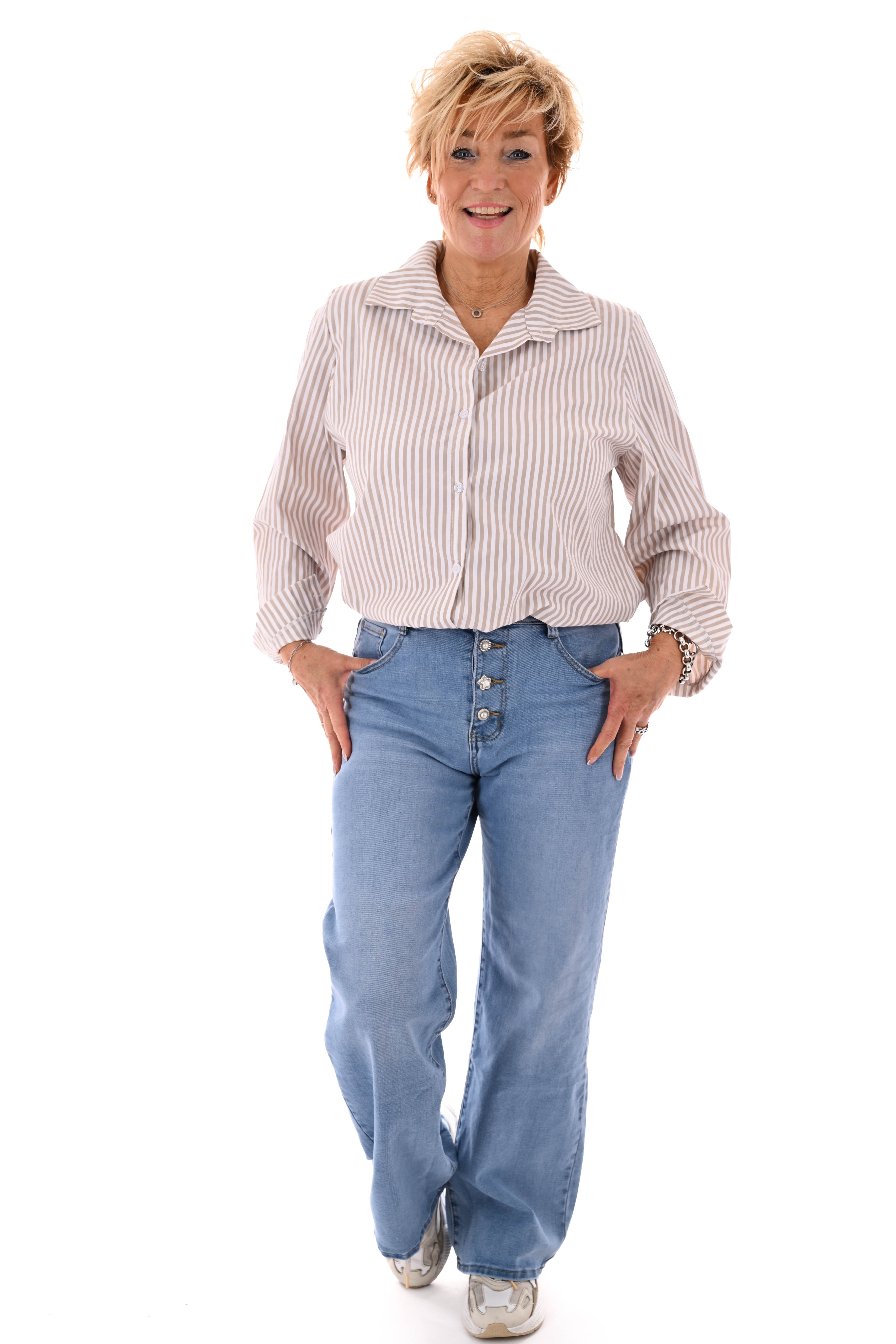 G-smack wide leg sierknopen blauw