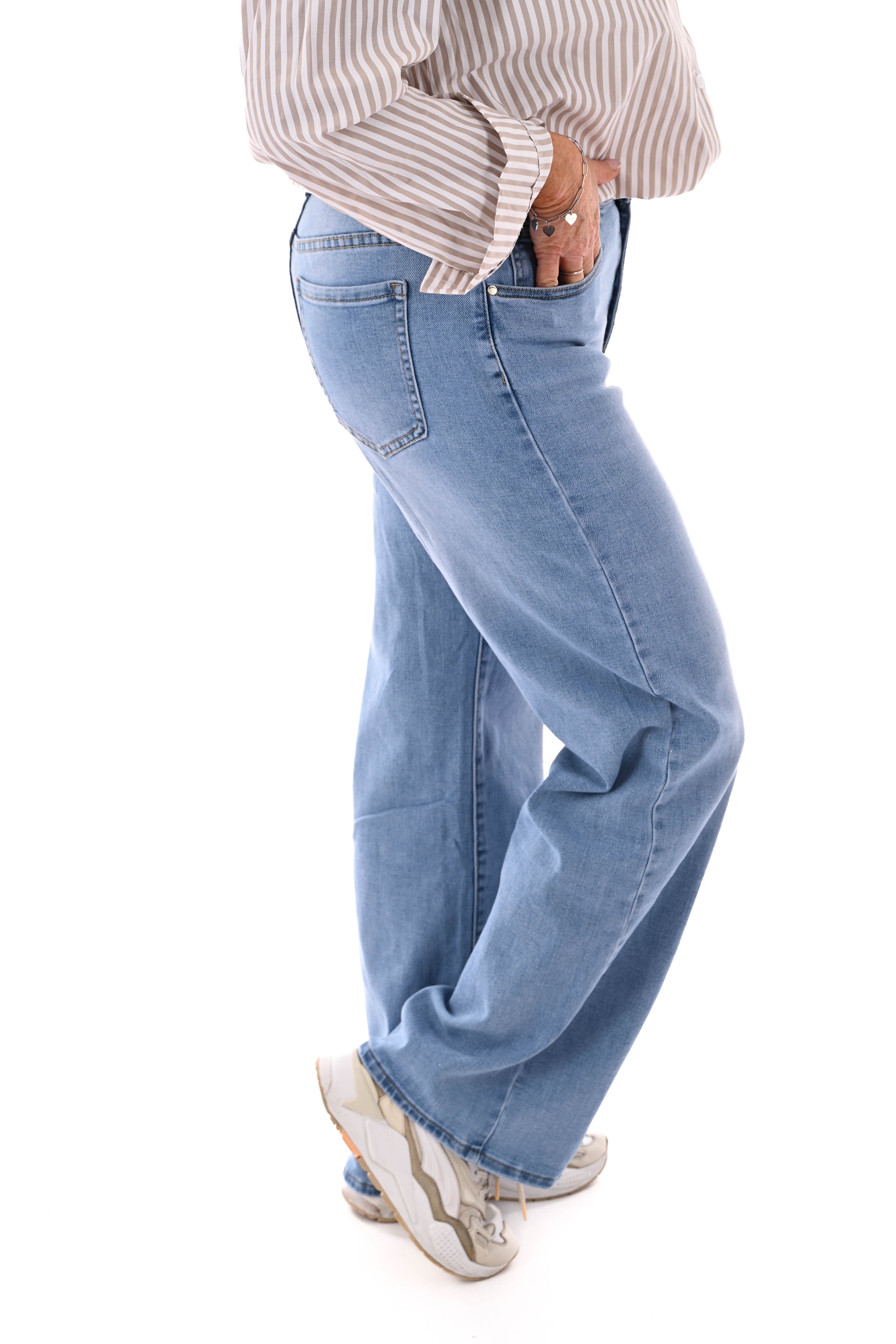 G-smack wide leg sierknopen blauw
