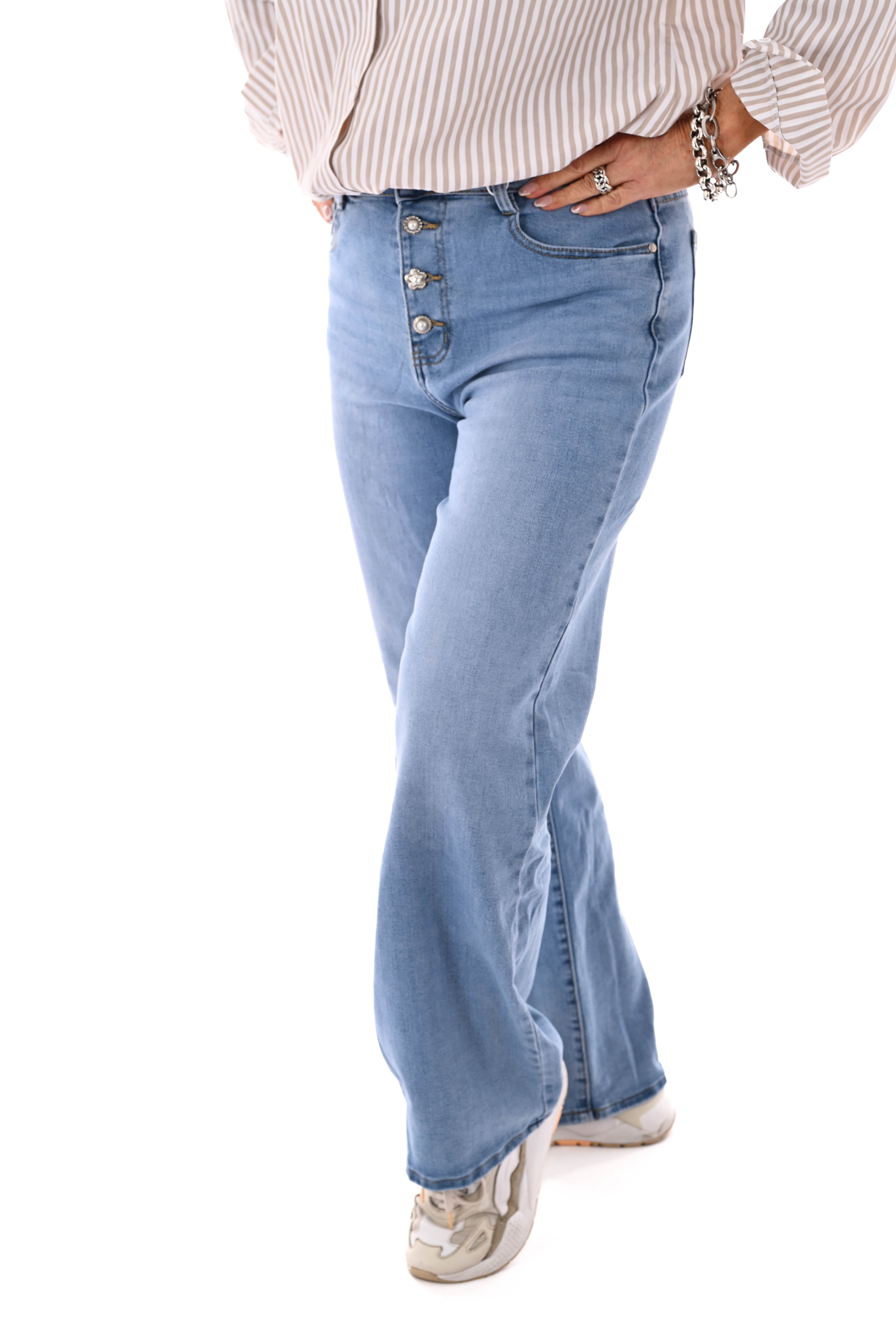 G-smack wide leg sierknopen blauw