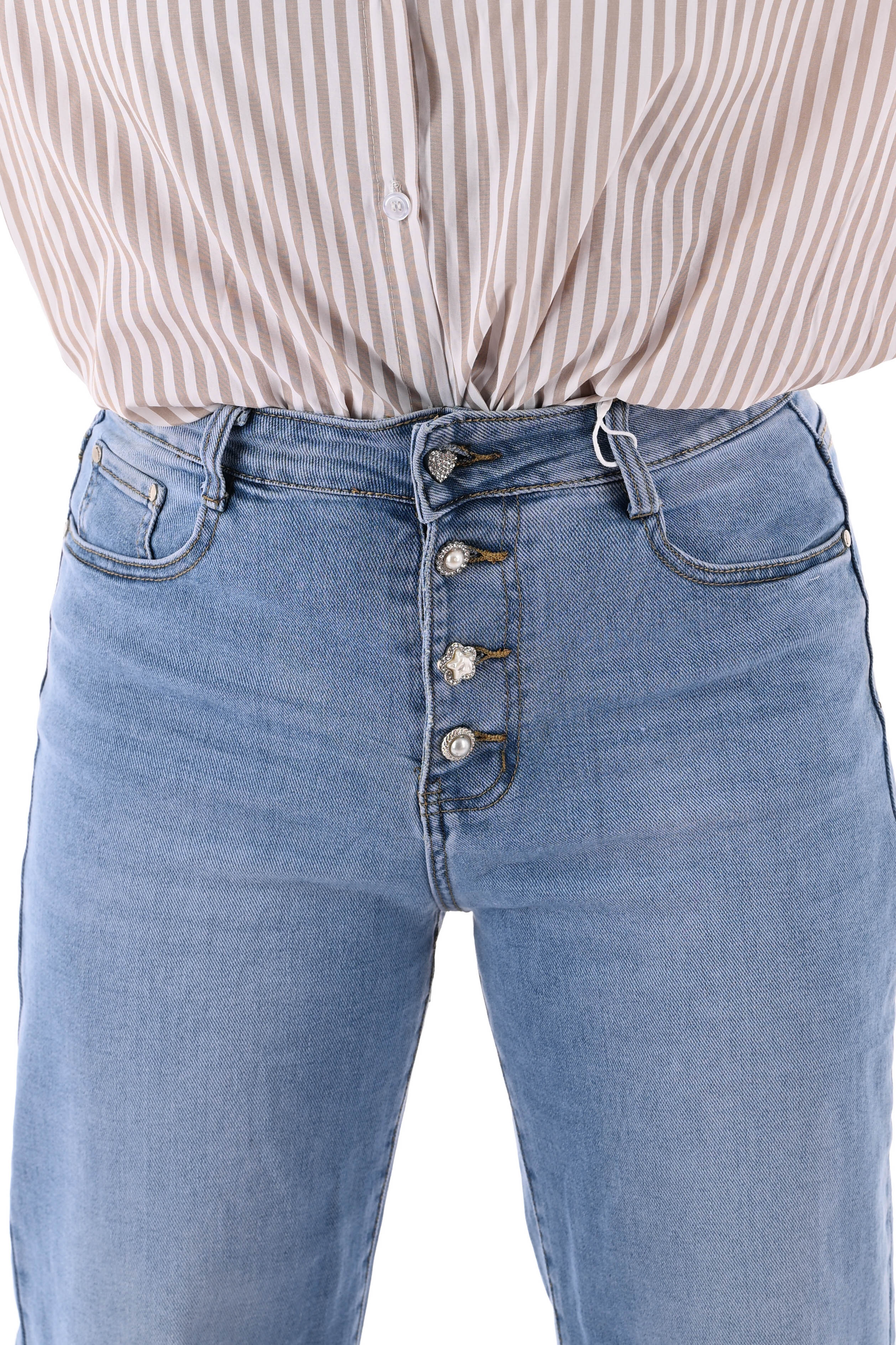 G-smack wide leg sierknopen blauw