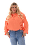 Top lange mouwen met strik oranje