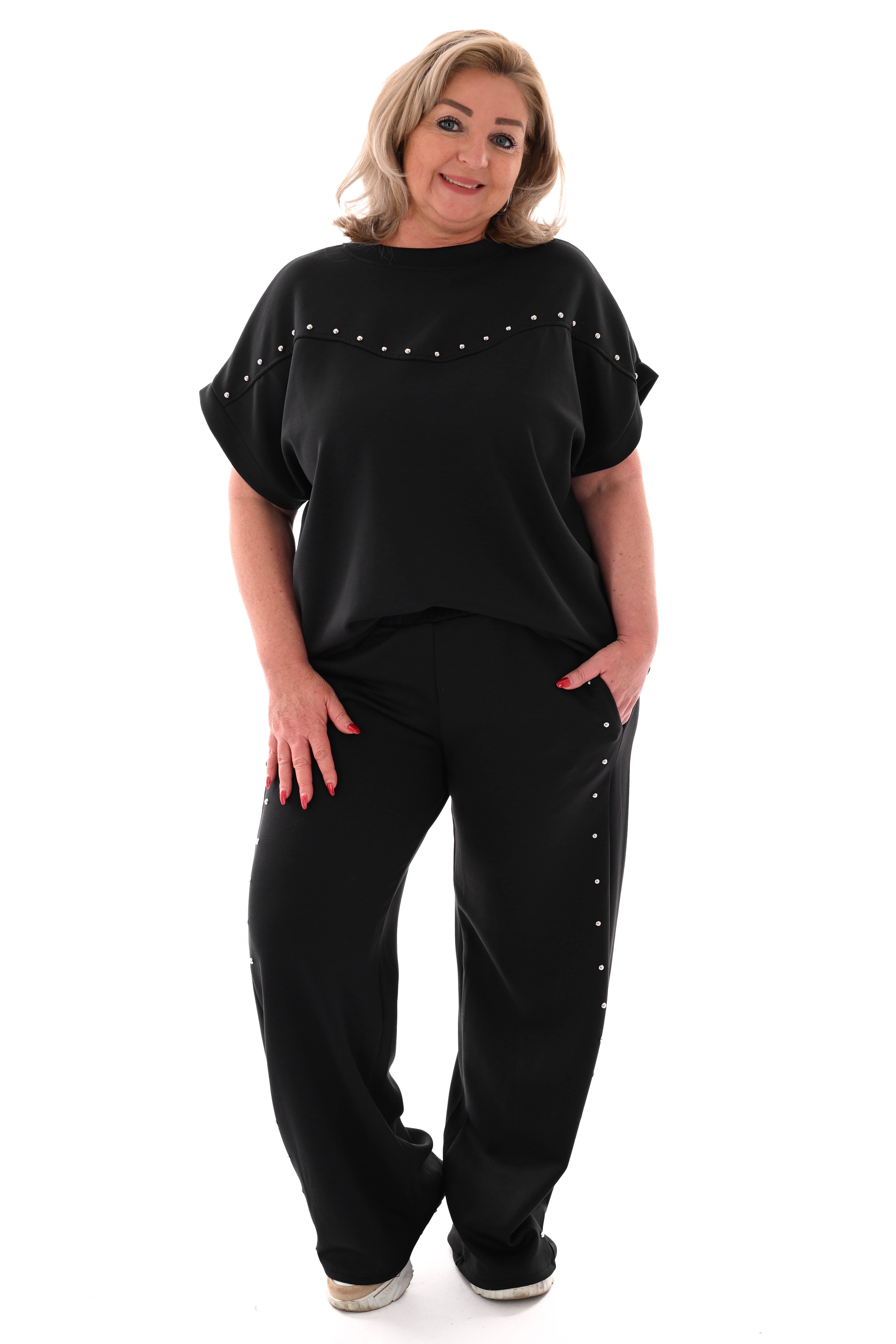 Tweedelig set met studs zwart