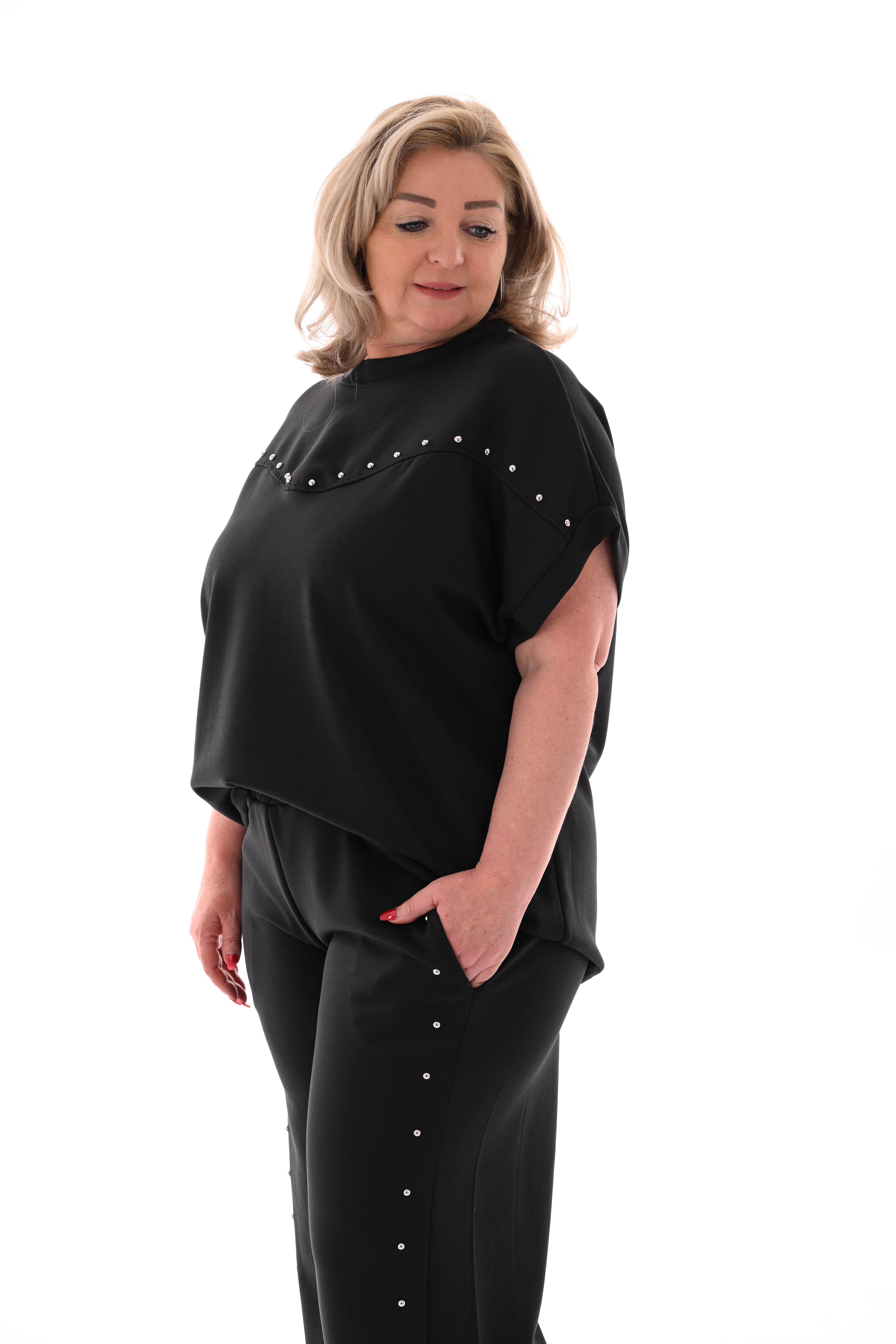 Tweedelig set met studs zwart