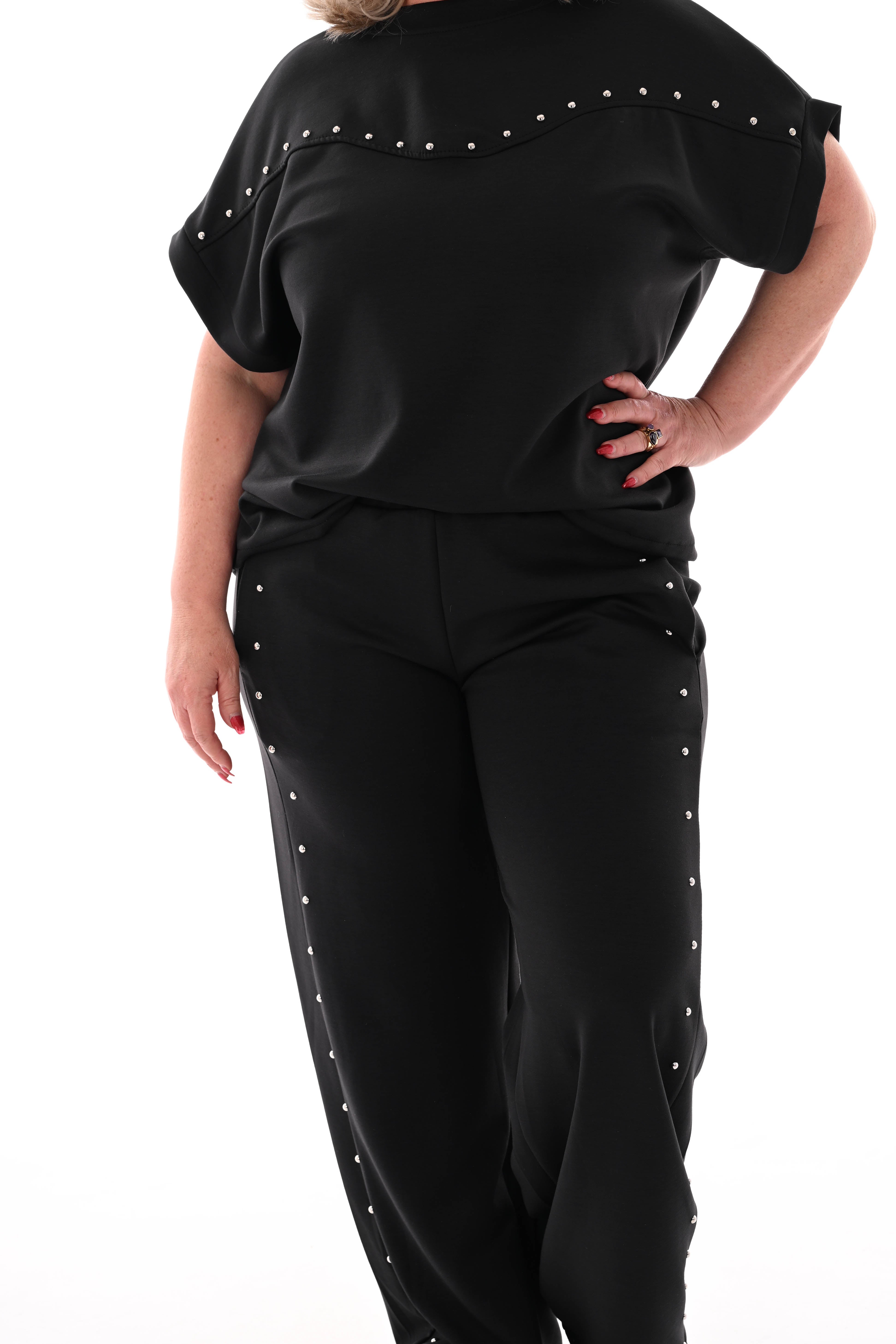 Tweedelig set met studs zwart