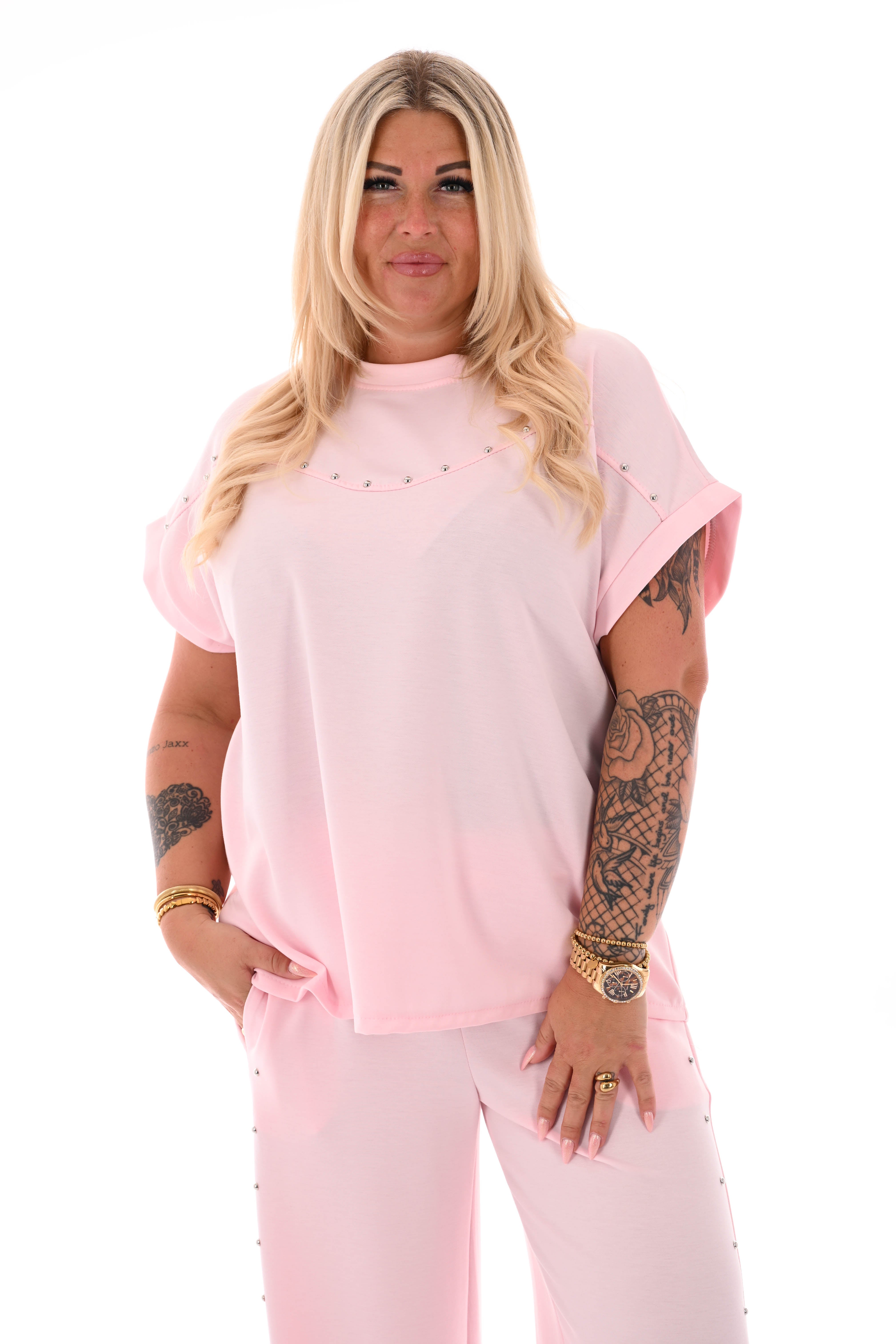 Tweedelig set met studs lichtroze