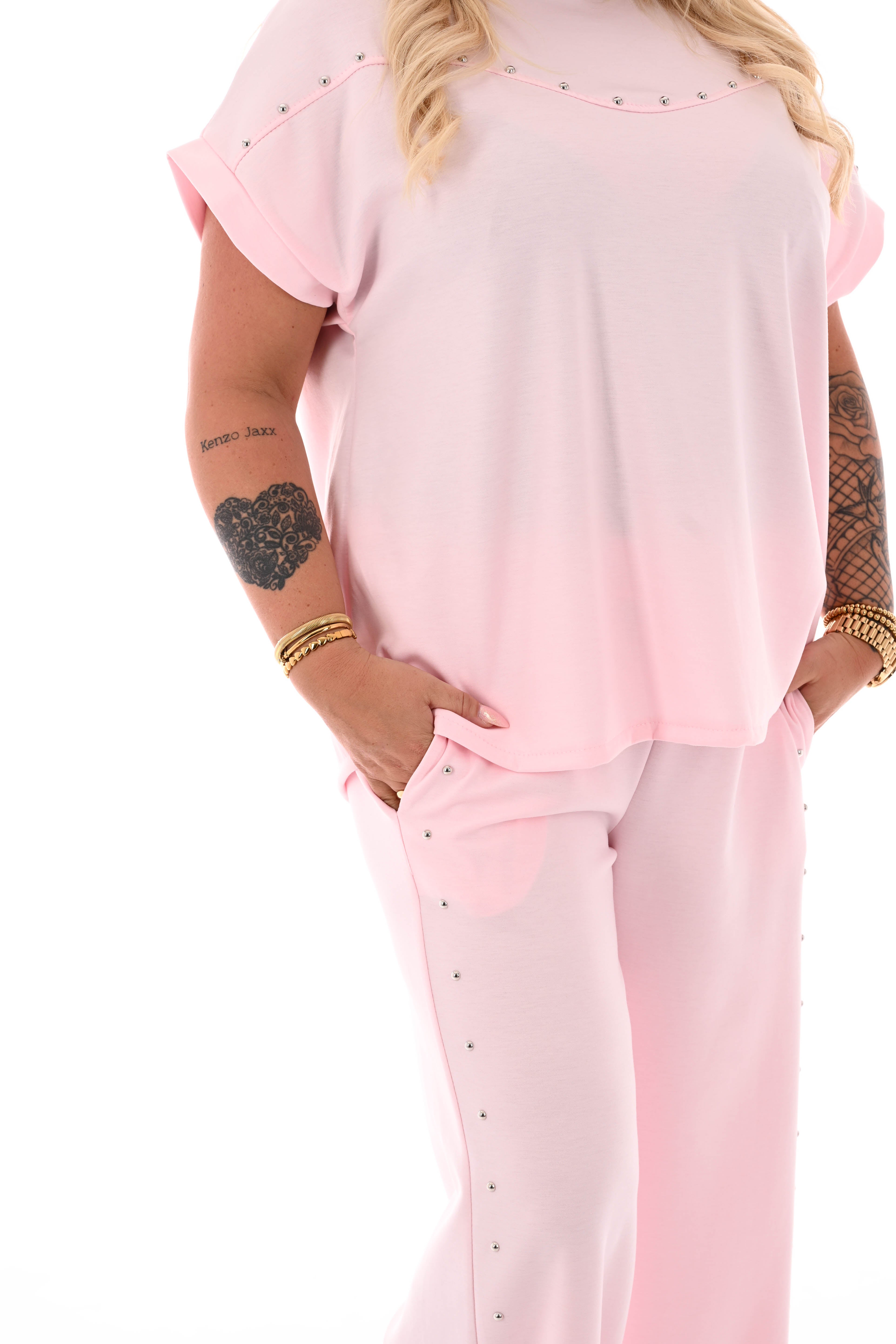 Tweedelig set met studs lichtroze