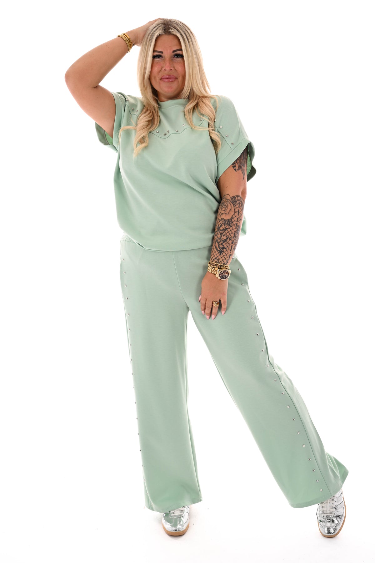 Tweedelig set met studs mintgroen