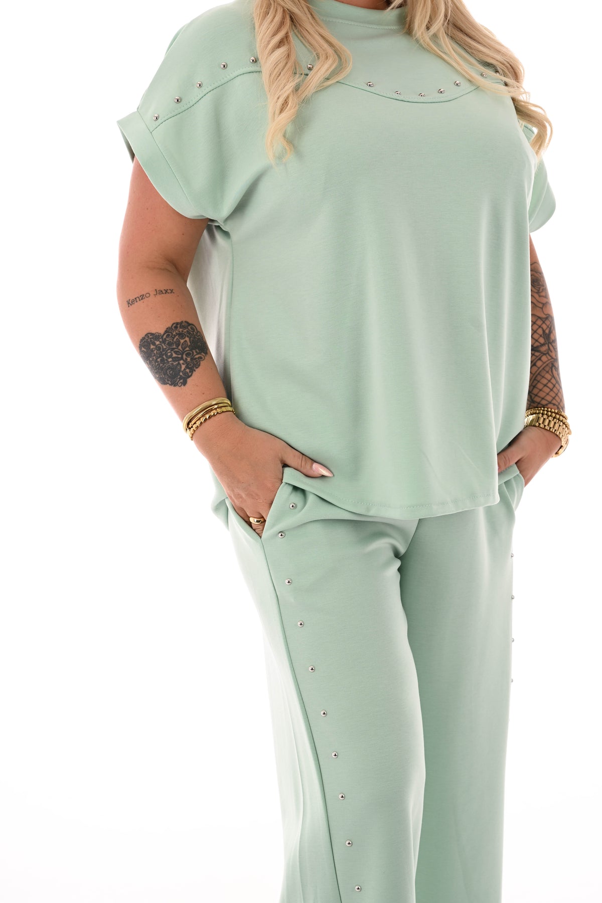 Tweedelig set met studs mintgroen