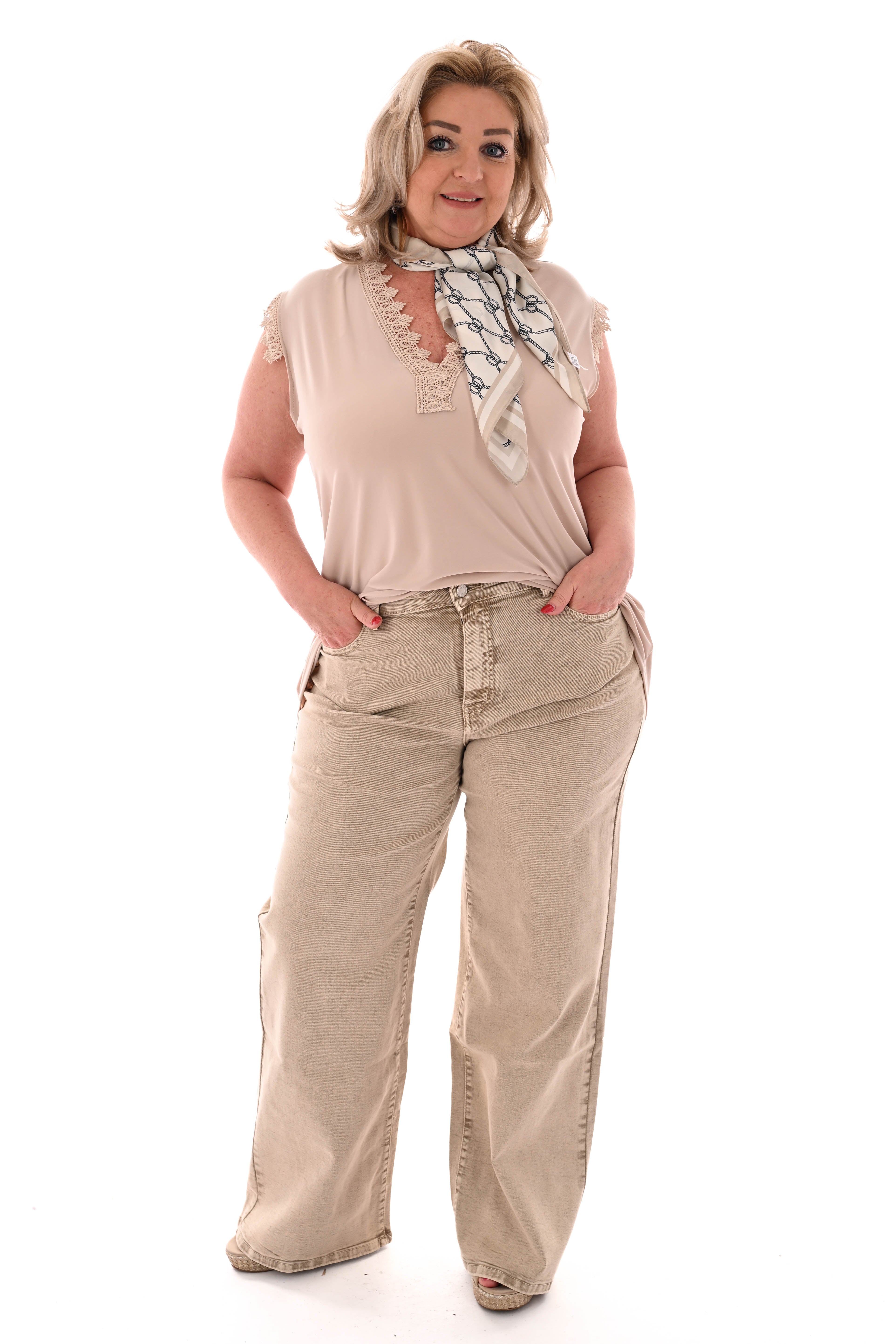 Laulia jeans wide leg beige