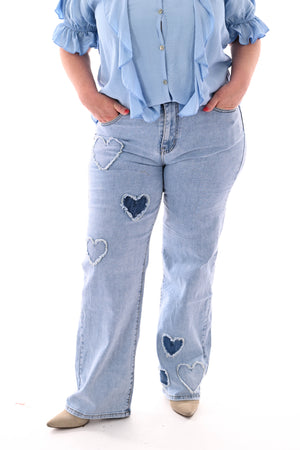 G-smack hartjes wide leg lichtblauw