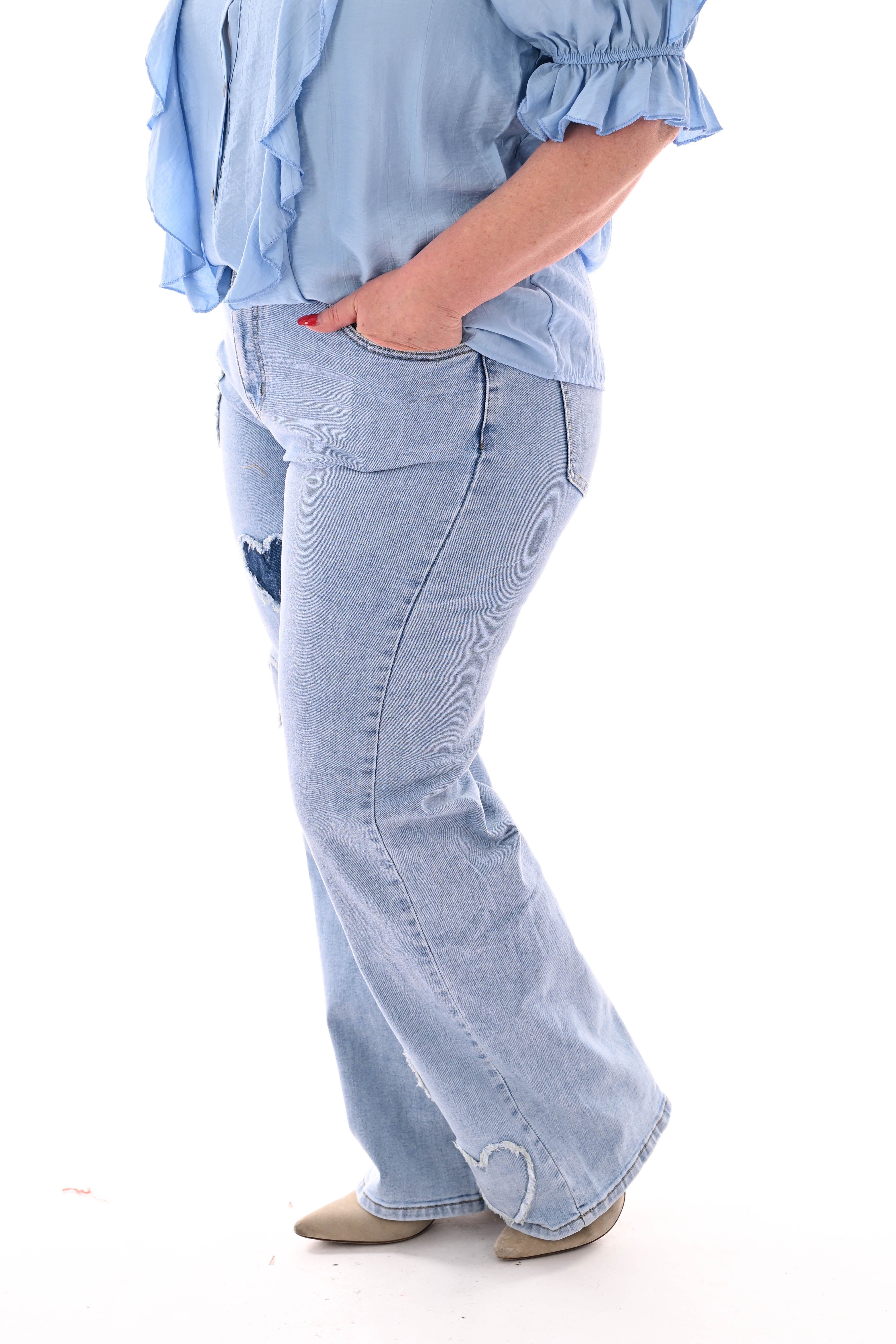 G-smack hartjes wide leg lichtblauw