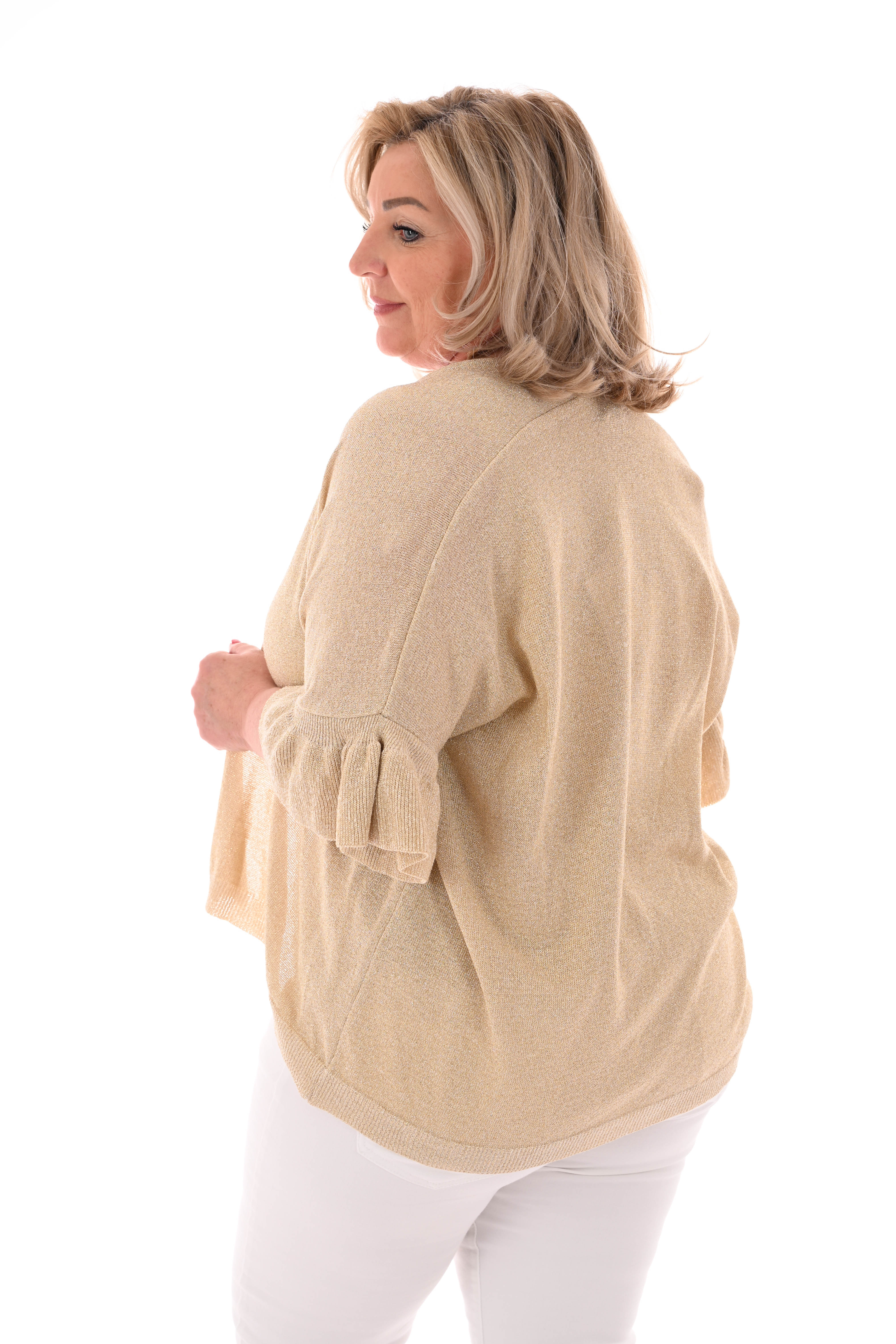 Vest lurex 3/4e roezelmouwen goud