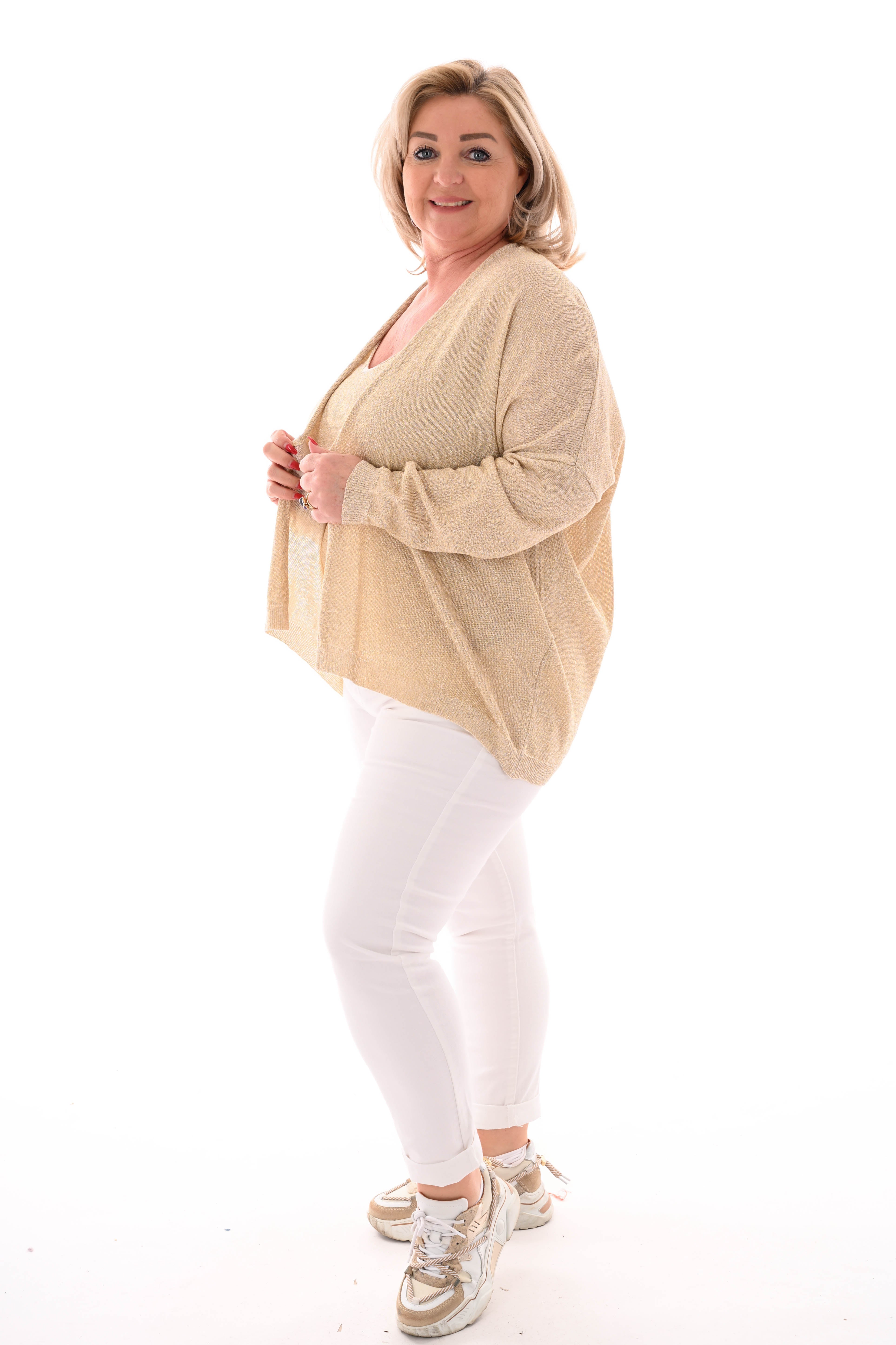 Vest lurex lange mouwen goud