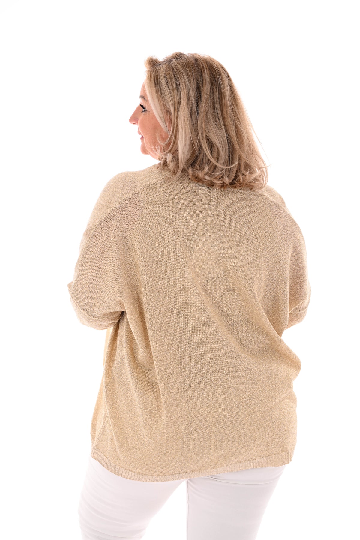 Vest lurex lange mouwen goud