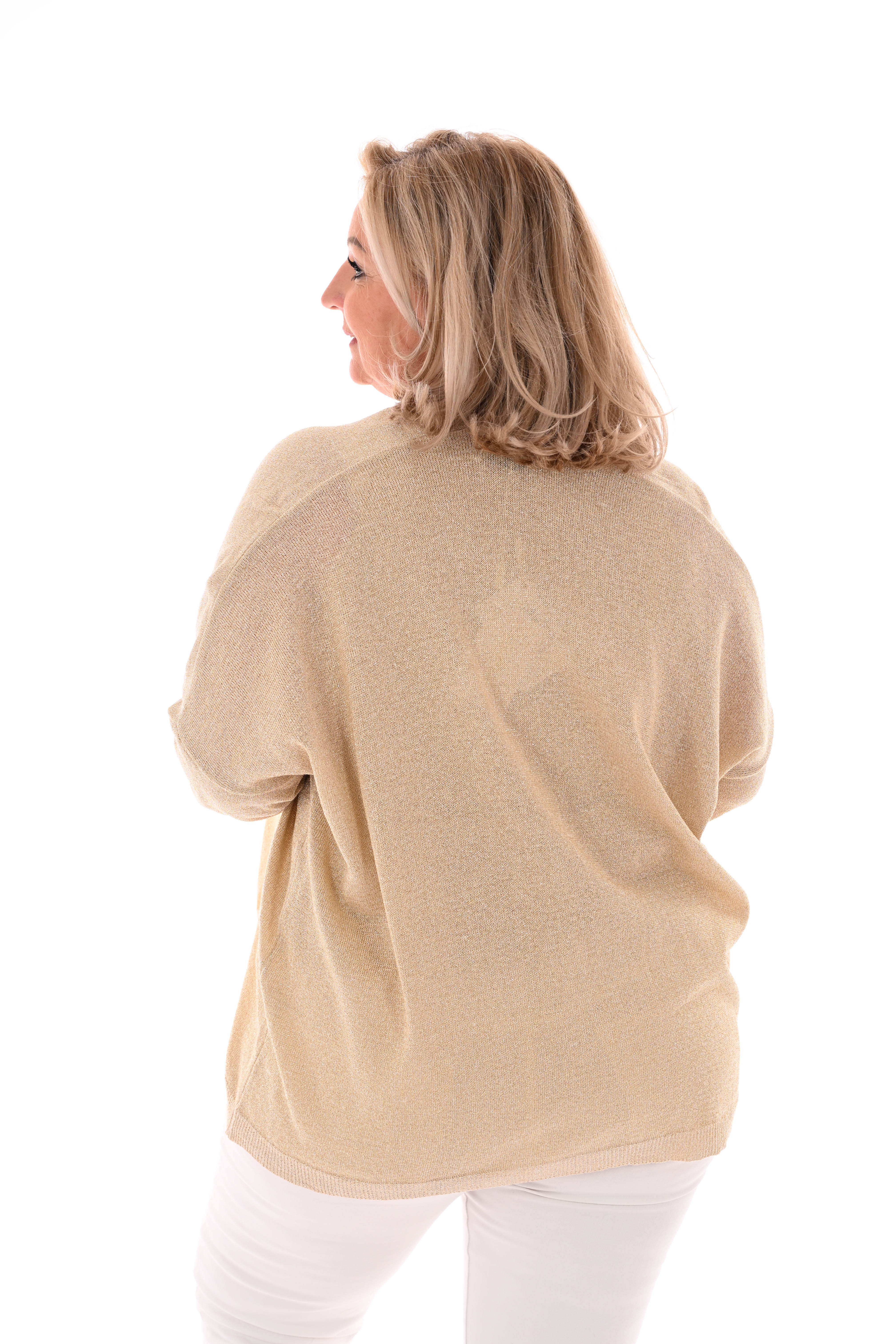 Vest lurex lange mouwen goud