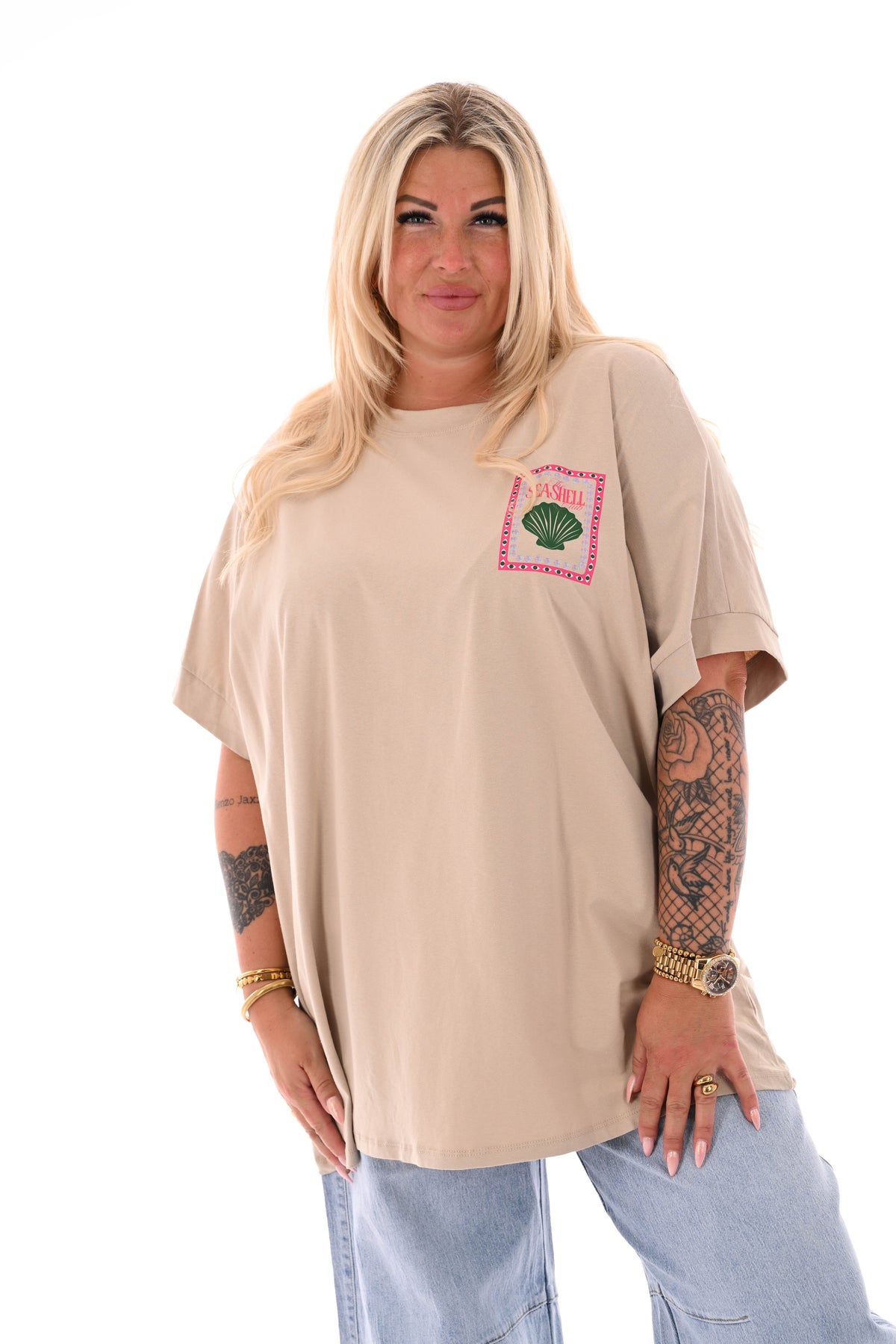 T-shirt seashells beige