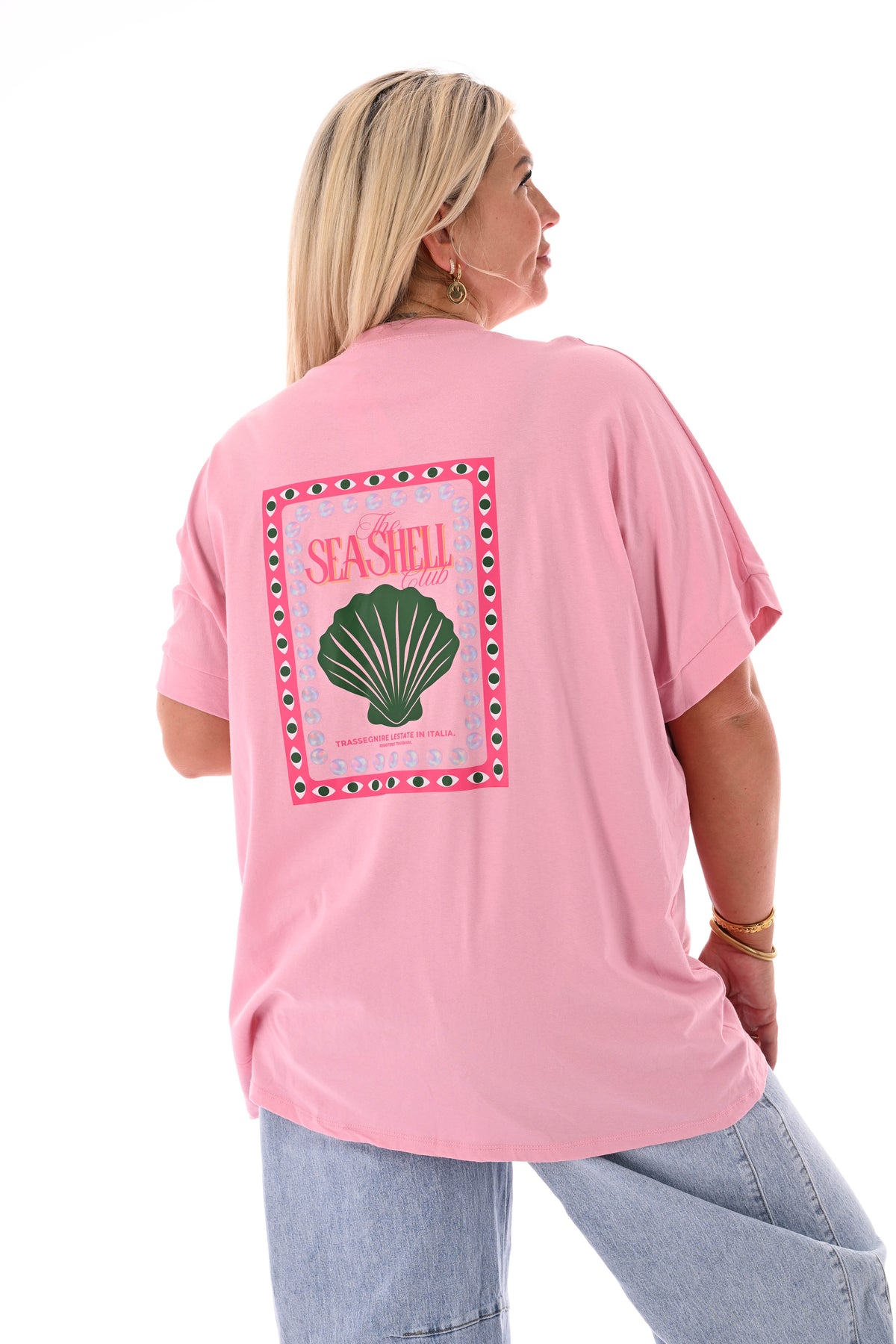 T-shirt seashells lichtroze