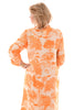 Lange silky jurk doorknoop safari oranje