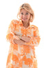 Lange silky jurk doorknoop safari oranje