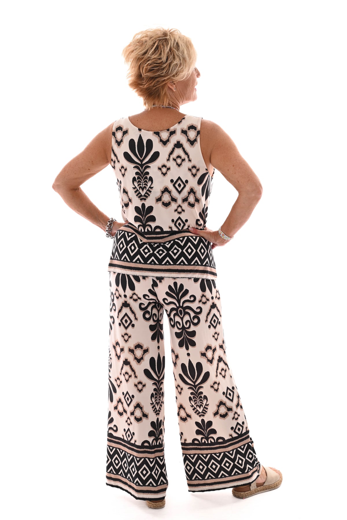 Tweedelig set waterval top ruit zwart