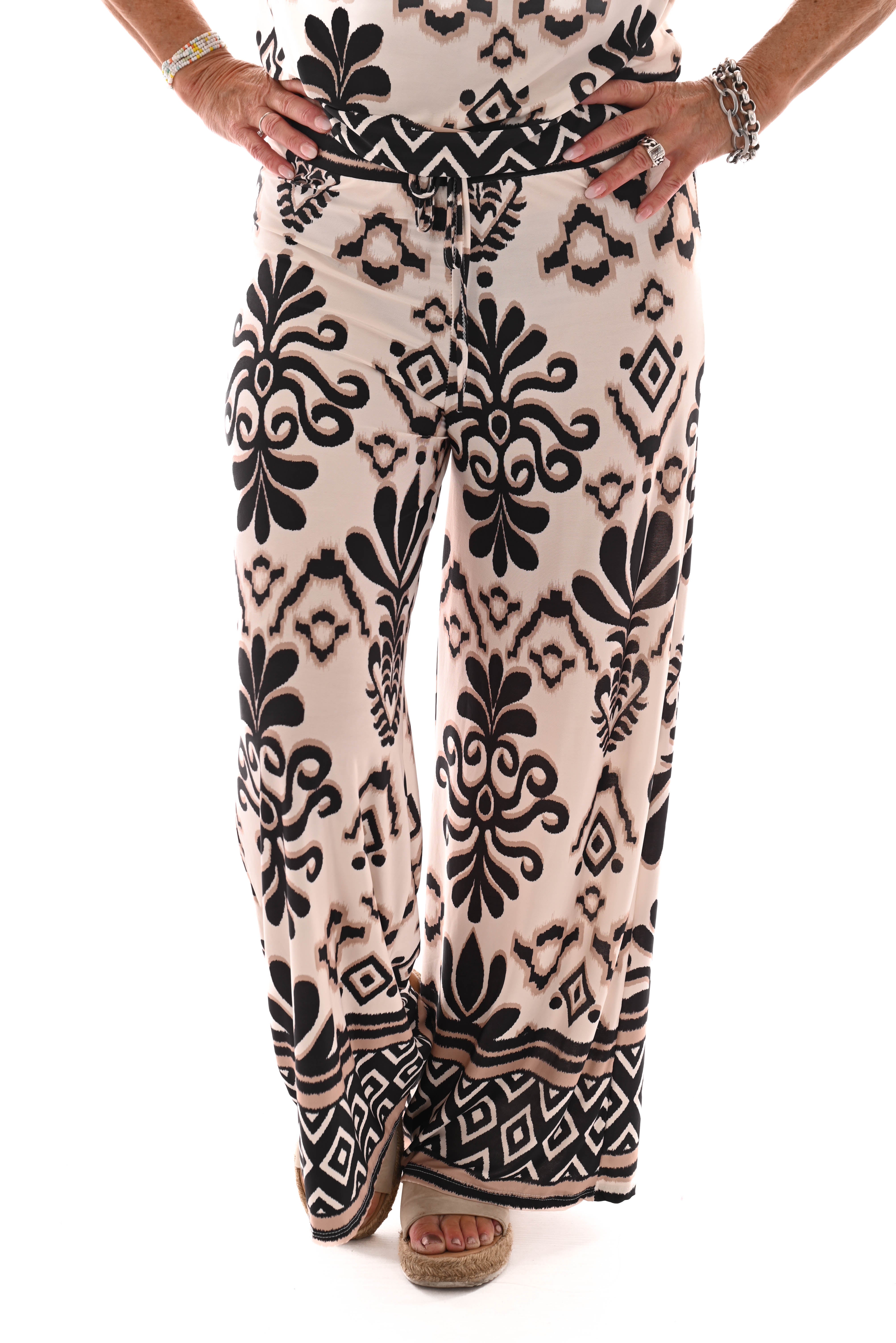 Tweedelig set waterval top ruit zwart