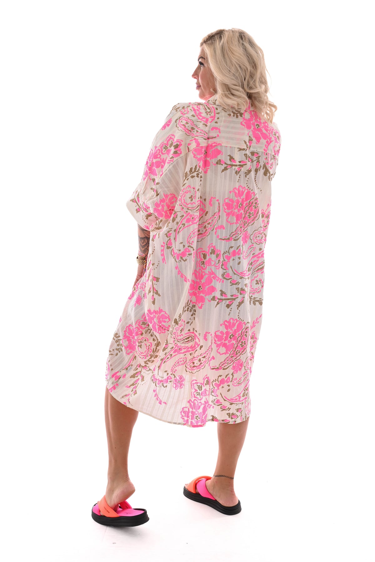 Lange blouse paisley print roomwit/felroze