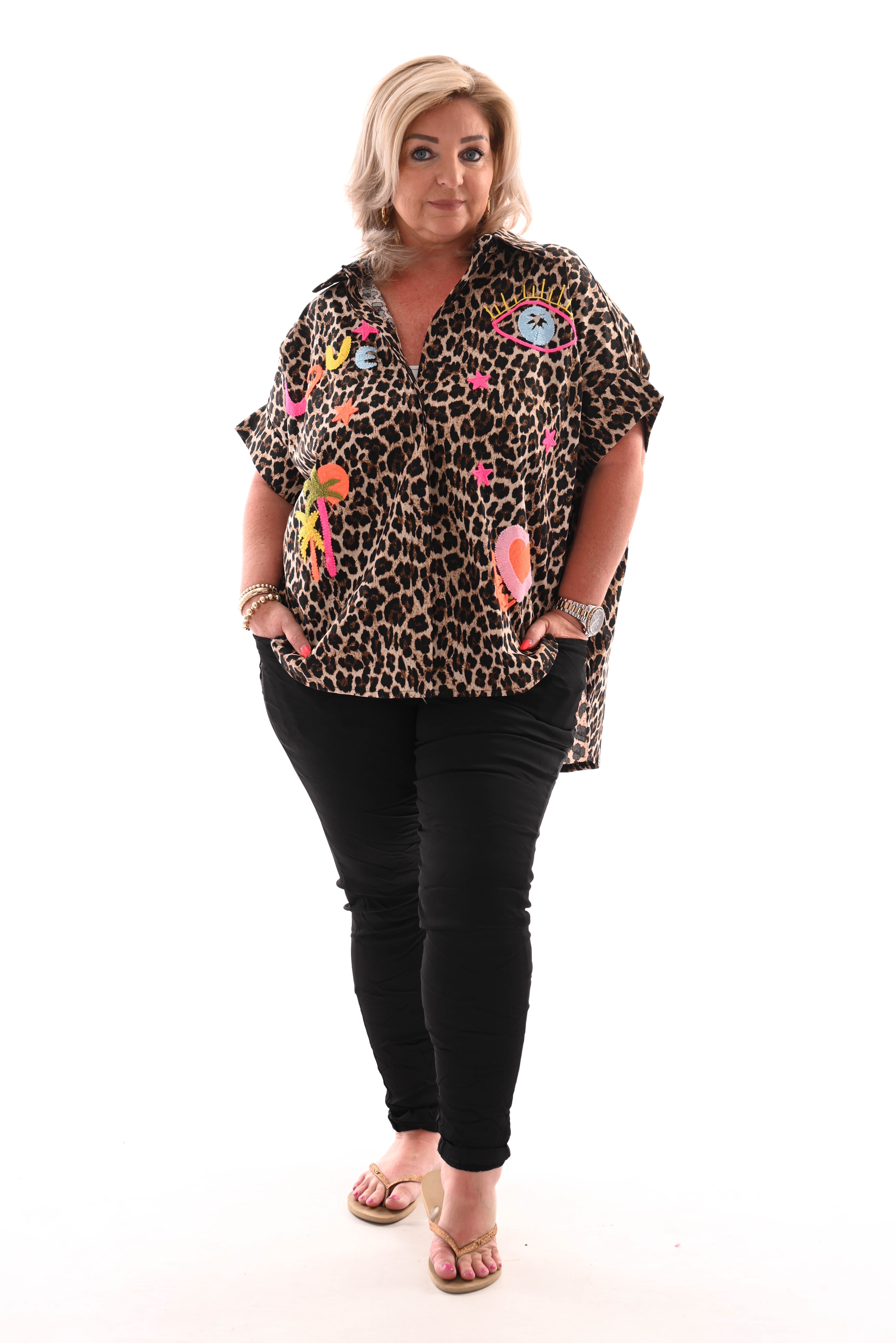 Panterprint blouse tropical bruin
