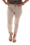 Stretchbroek silky uni beige