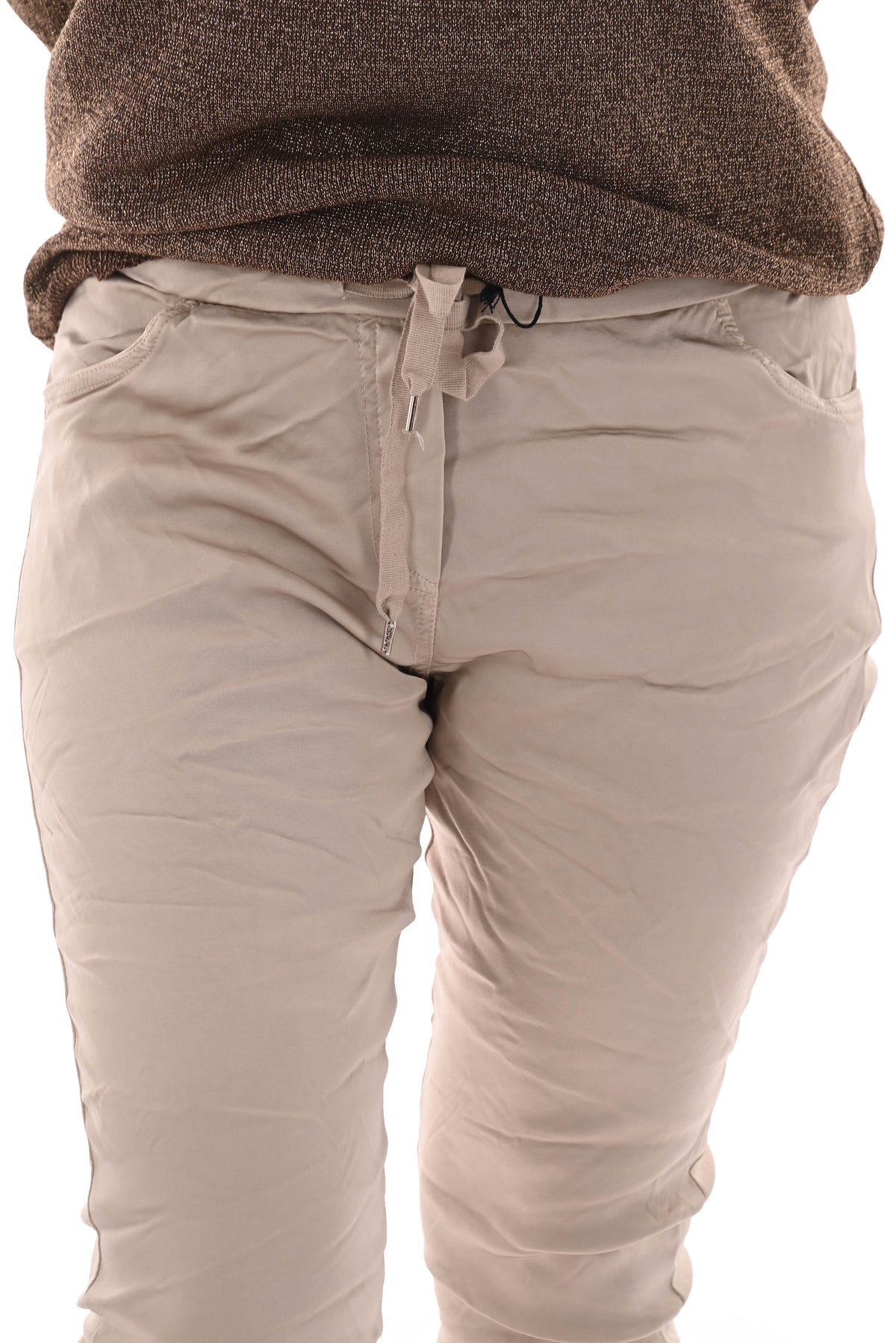 Stretchbroek silky uni beige
