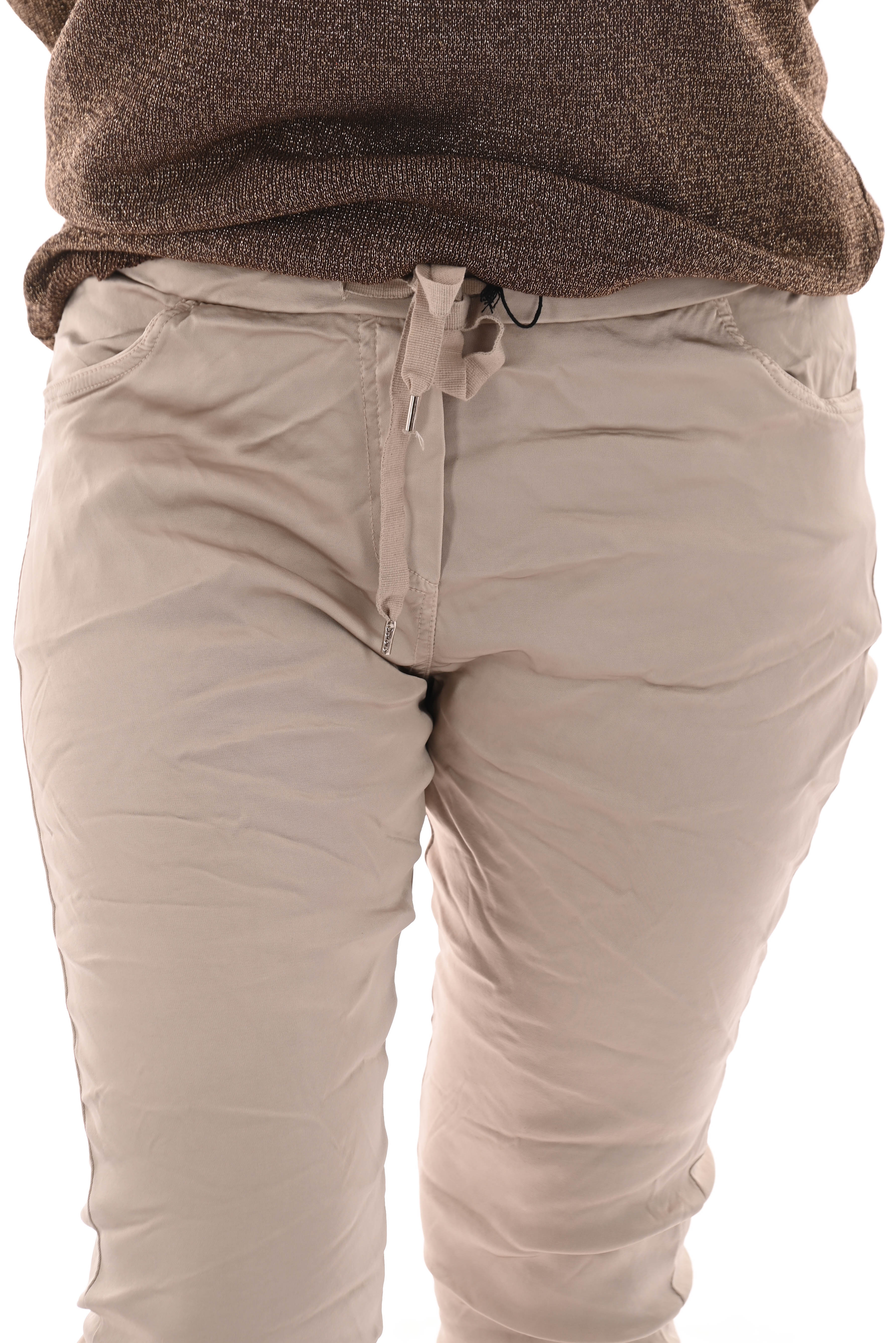 Stretchbroek silky uni beige