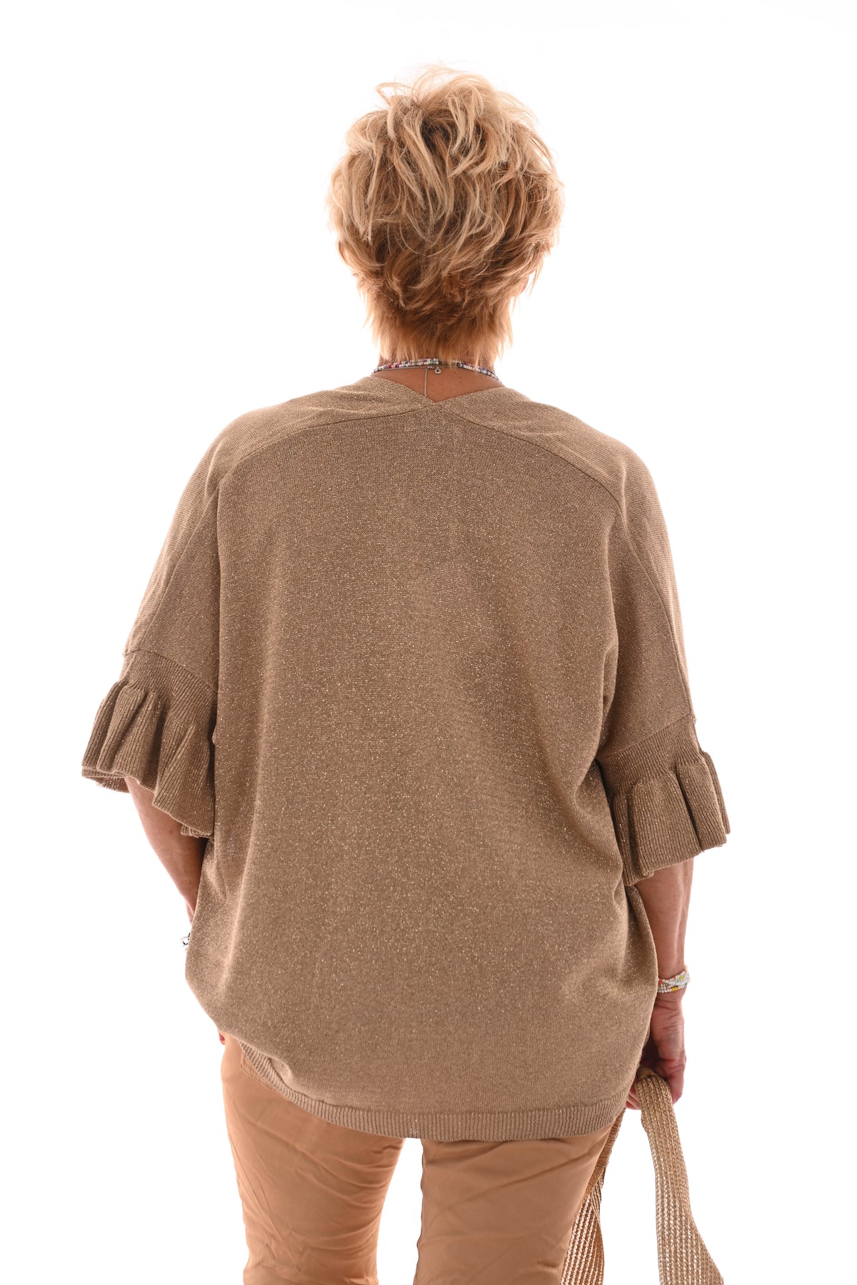 Vest met top set v-hals lurex goud