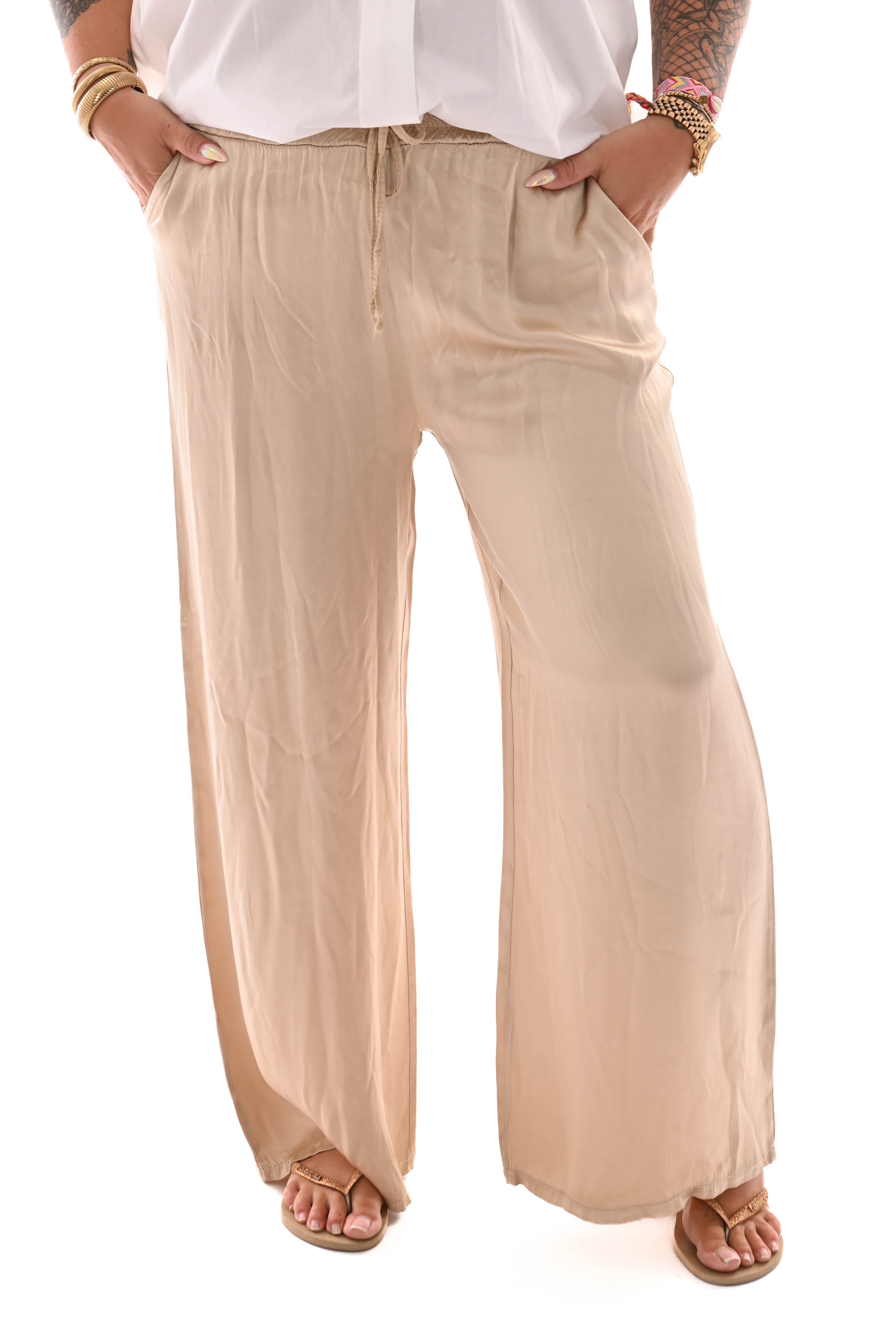 Wijde broek silky goud