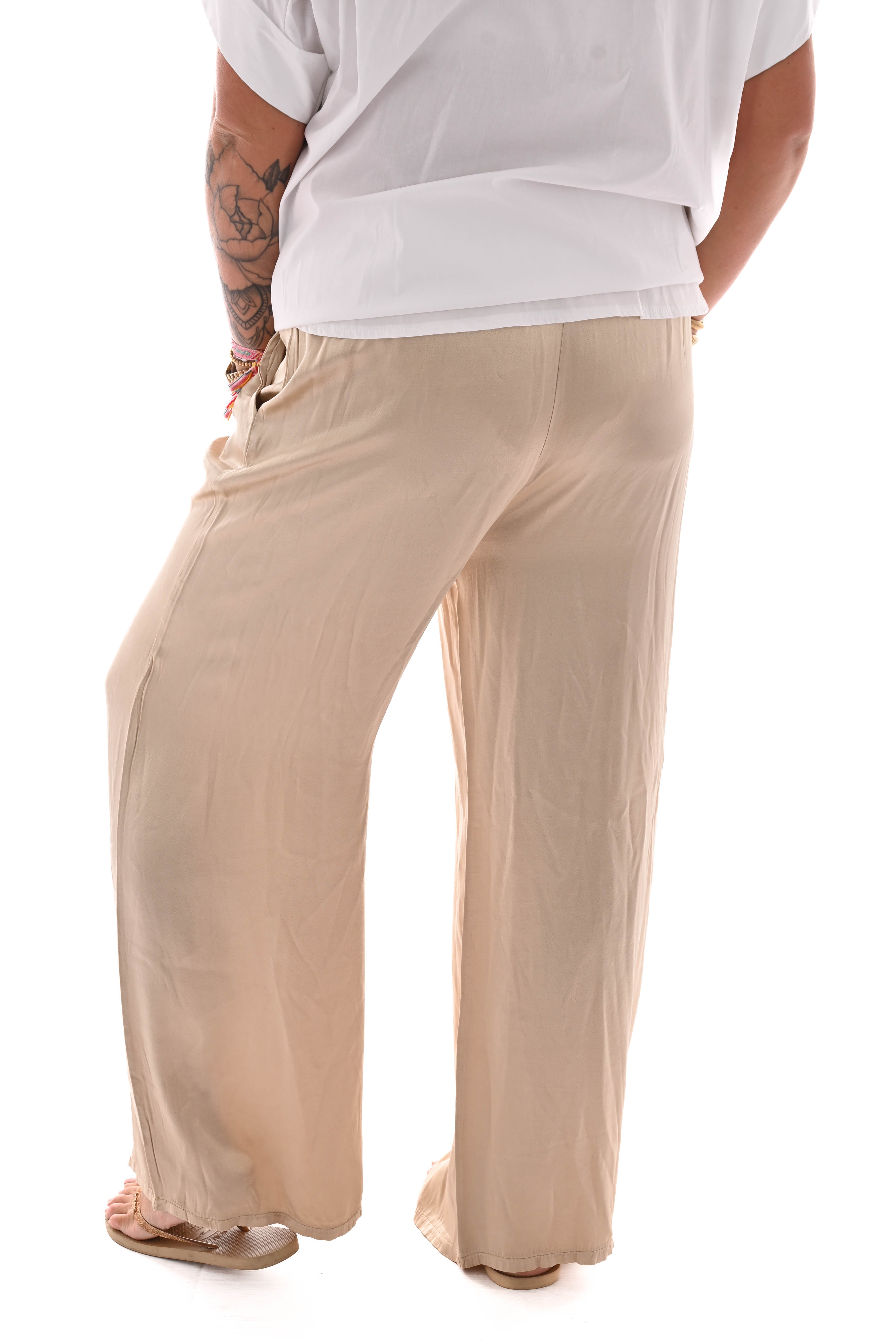 Wijde broek silky goud