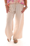 Wijde broek wafel uni creme