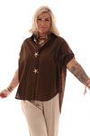 Blouse zeesterren knopen bruin