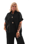 Blouse zeesterren knopen zwart