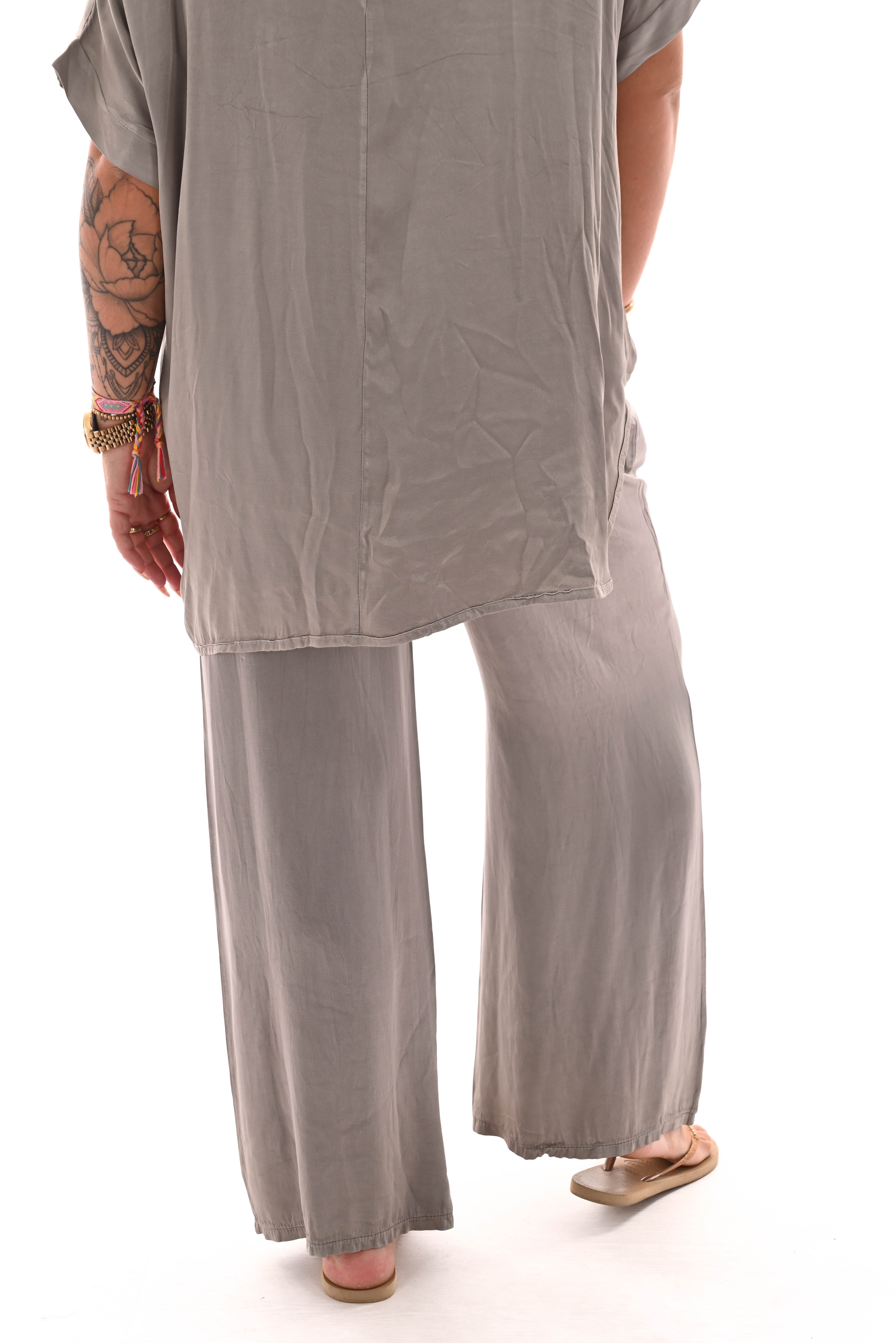 Wijde broek silky taupe
