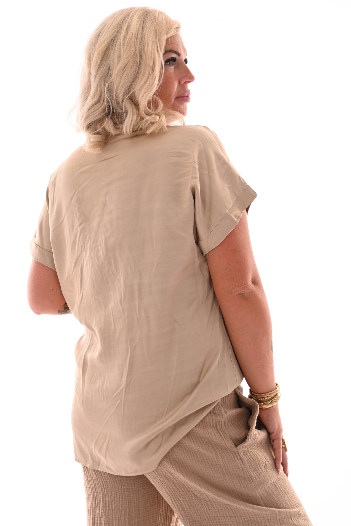 Top silky gouden detail goud
