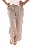 Wijde broek wafel uni beige